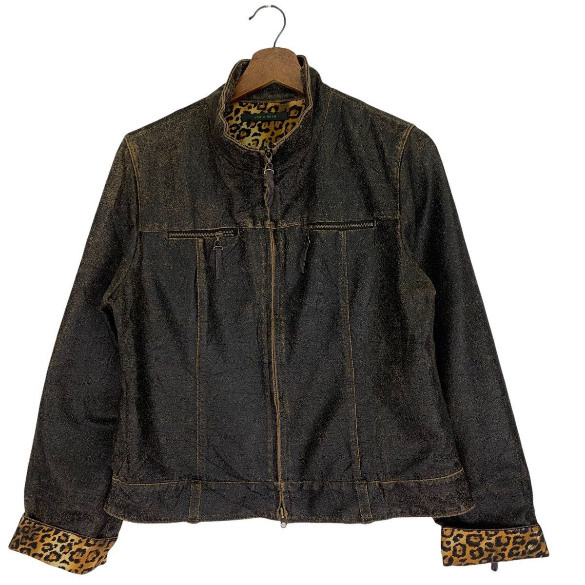 Genuine Leather Vintage 90s Leopard Leather Zip Up Jacket Size US S / EU 44-46 / 1 - 1 Thumbnail