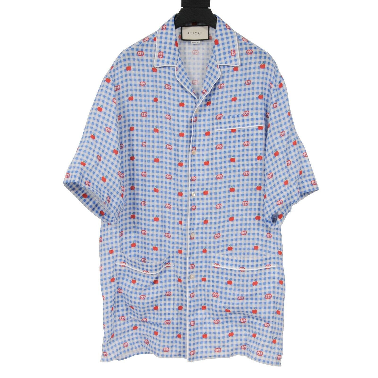 Pyjama Shirt Gingham Blue Red GG Logo