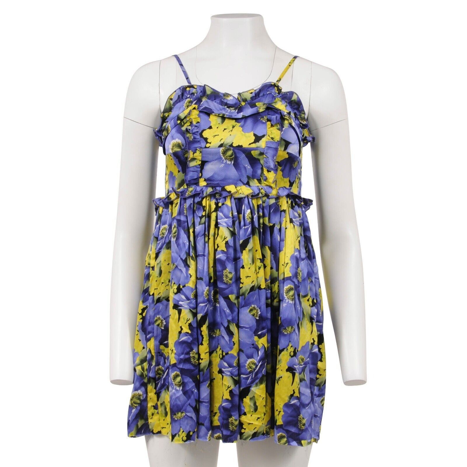 Balenciaga Mini Dress FR 38 Purple Yellow Floral Size M / US 6-8 / IT 42-44 - 1 Thumbnail