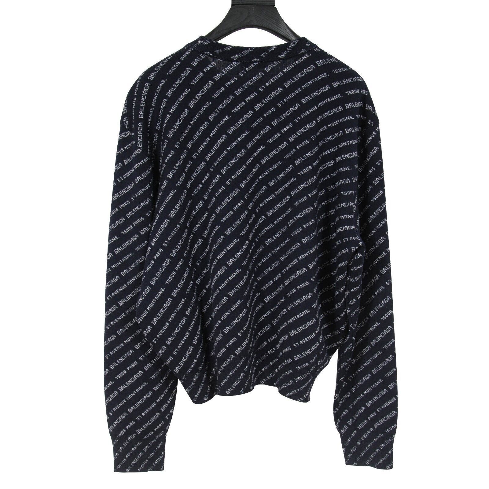 Balenciaga Sweater Blue White Logo Cropped Crew Neck Size M / US 6-8 / IT 42-44 - 2 Thumbnail
