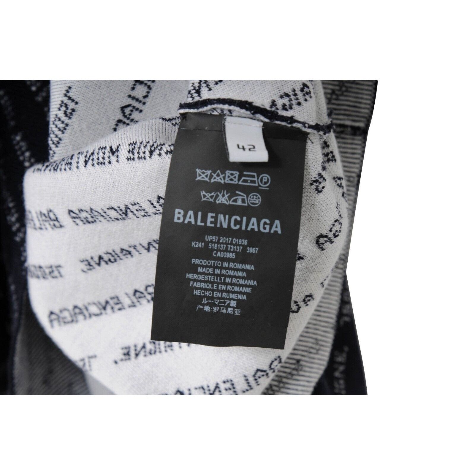 Balenciaga Sweater Blue White Logo Cropped Crew Neck Size M / US 6-8 / IT 42-44 - 7 Thumbnail