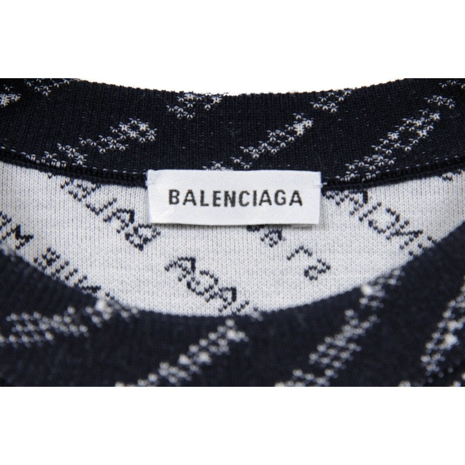 Balenciaga Sweater Blue White Logo Cropped Crew Neck Size M / US 6-8 / IT 42-44 - 5 Thumbnail