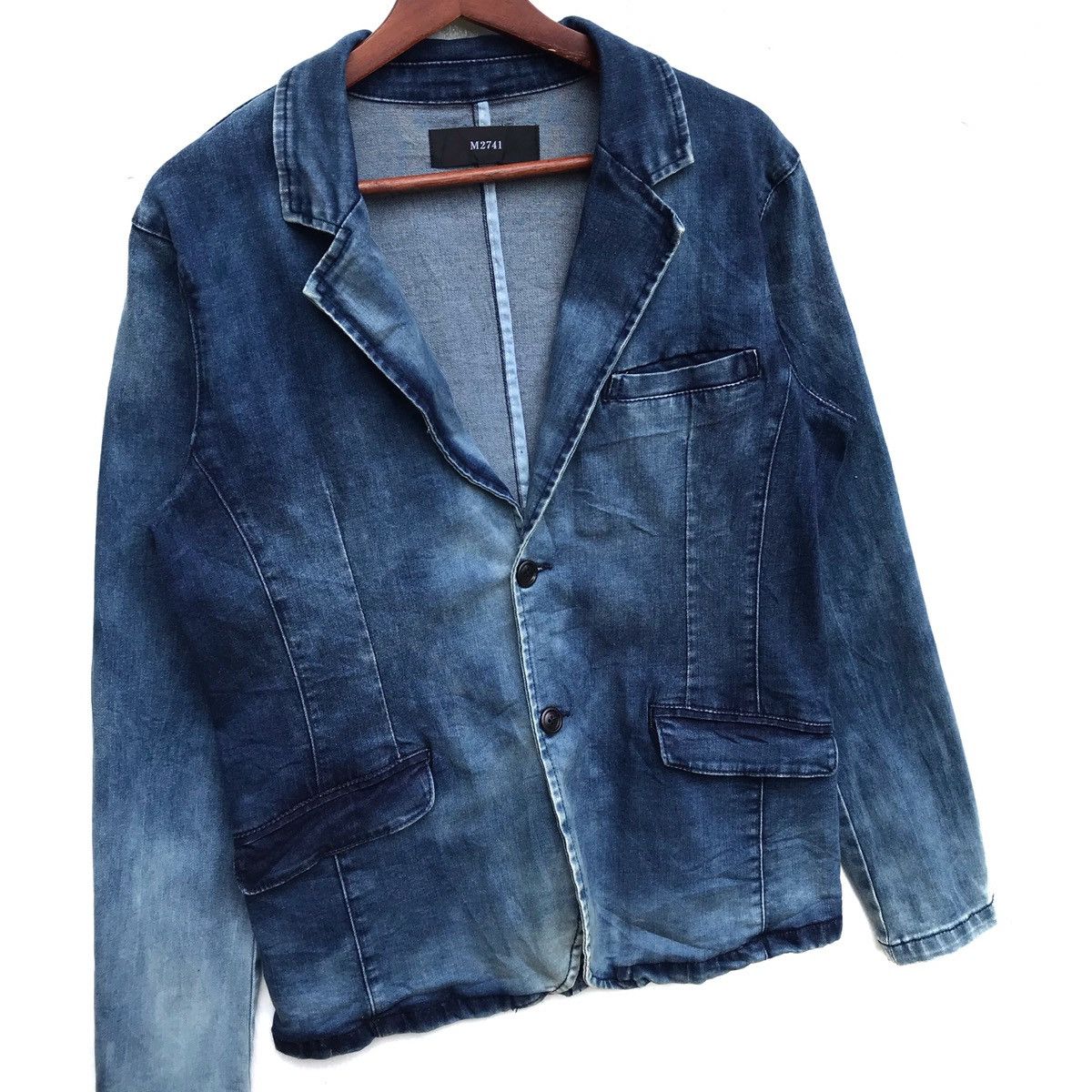 Japanese Brand Vintage M2741 Denim Indigo Blazer Coat Size US M / EU 48-50 / 2 - 2 Thumbnail