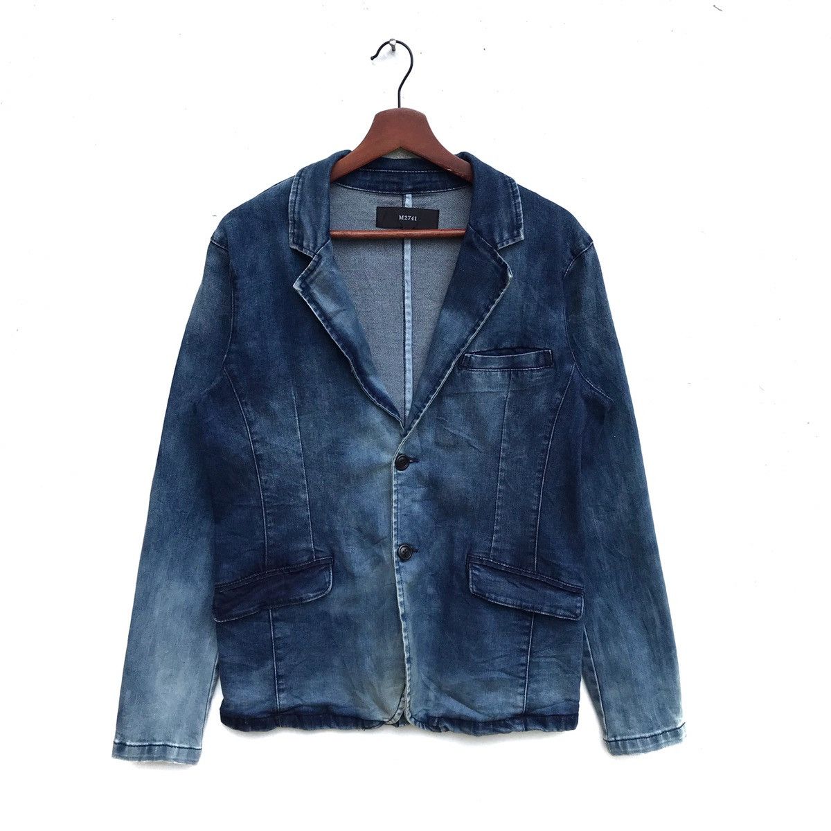 Japanese Brand Vintage M2741 Denim Indigo Blazer Coat Size US M / EU 48-50 / 2 - 1 Thumbnail