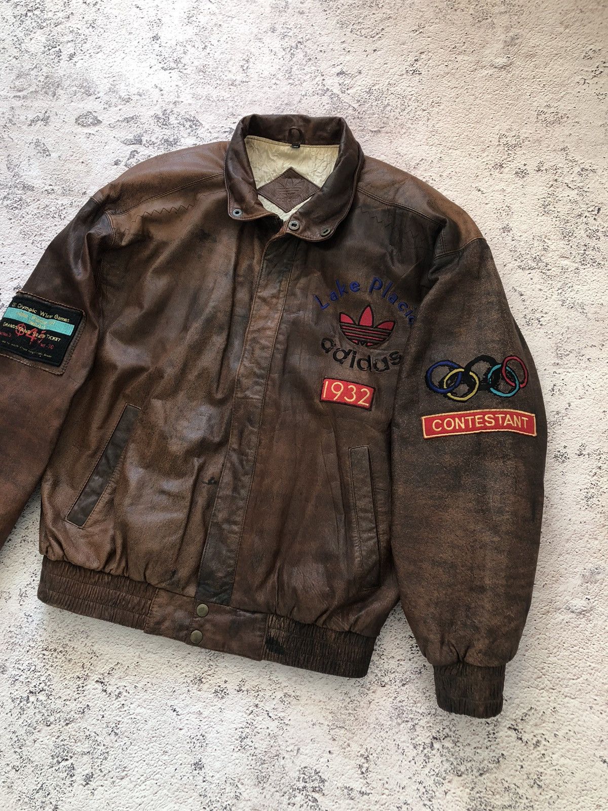Adidas ADIDAS OLYMPIC WINTER GAMES 1932 VINTAGE JACKET LEATHER Size US L / EU 52-54 / 3 - 5 Thumbnail