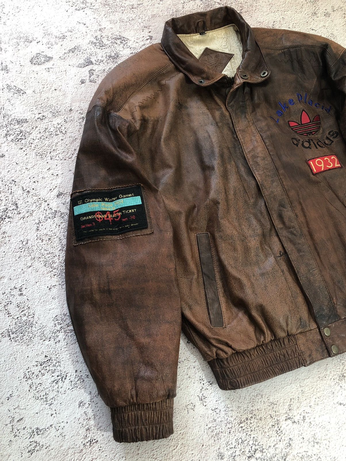 Adidas ADIDAS OLYMPIC WINTER GAMES 1932 VINTAGE JACKET LEATHER Size US L / EU 52-54 / 3 - 6 Thumbnail