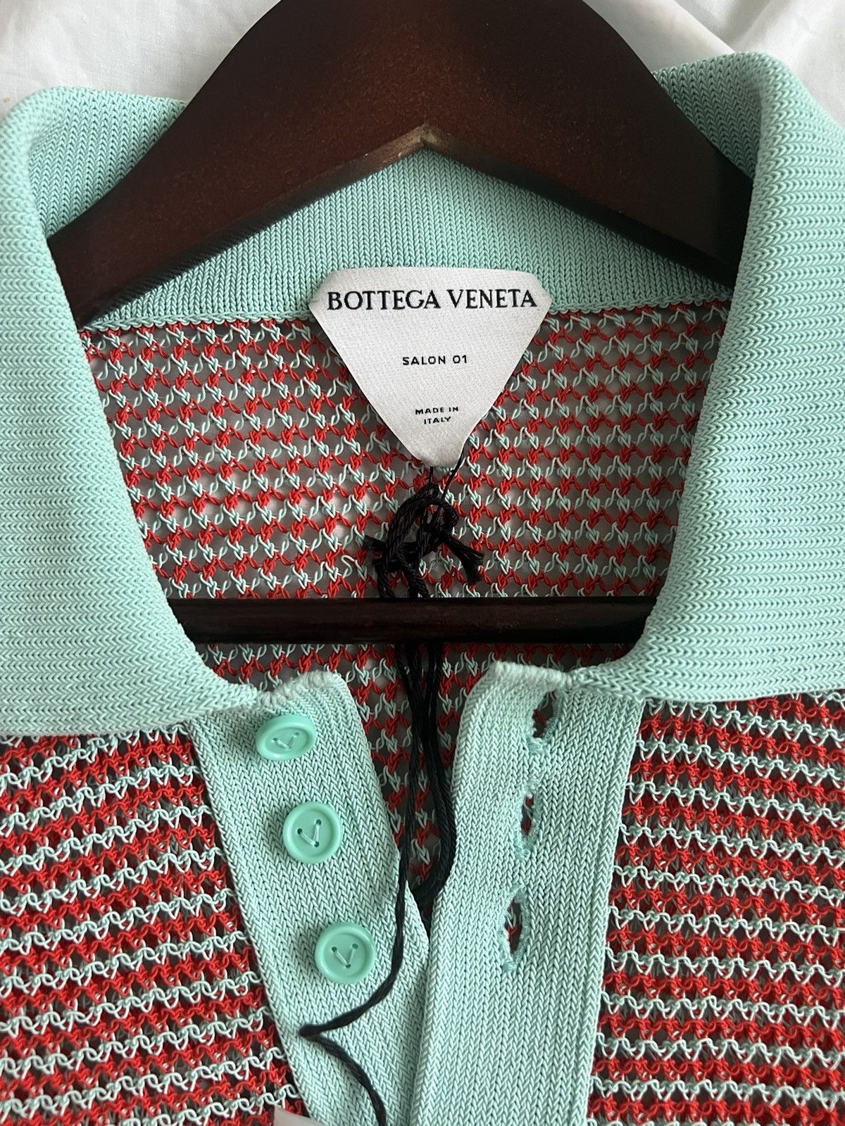 トップス Bottega Veneta Salon 01 Mesh Polo Top Bottega Veneta Salon 01 Mesh Polo Top