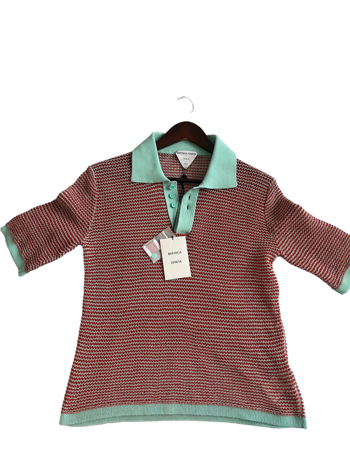 トップス Bottega Veneta Salon 01 Mesh Polo Top Bottega Veneta Salon 01 Mesh Polo Top