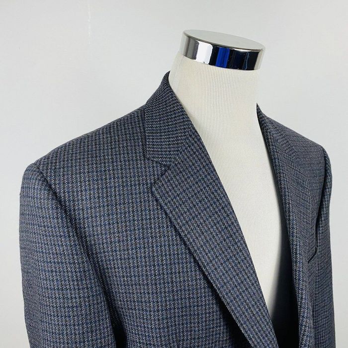 Chaps Chaps 44r Sport Coat 100 Lambswool Blue Gray Houndstooth Grailed