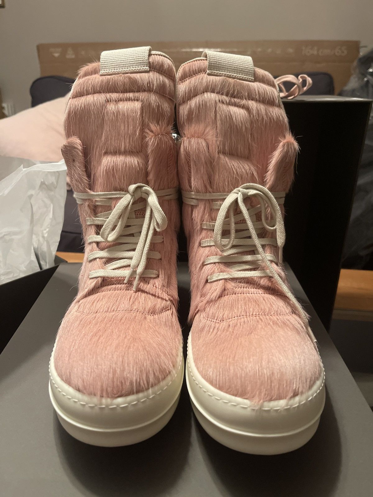 Rick Owens Rick Owens Pink Fur/Hair Geobaskets | Grailed