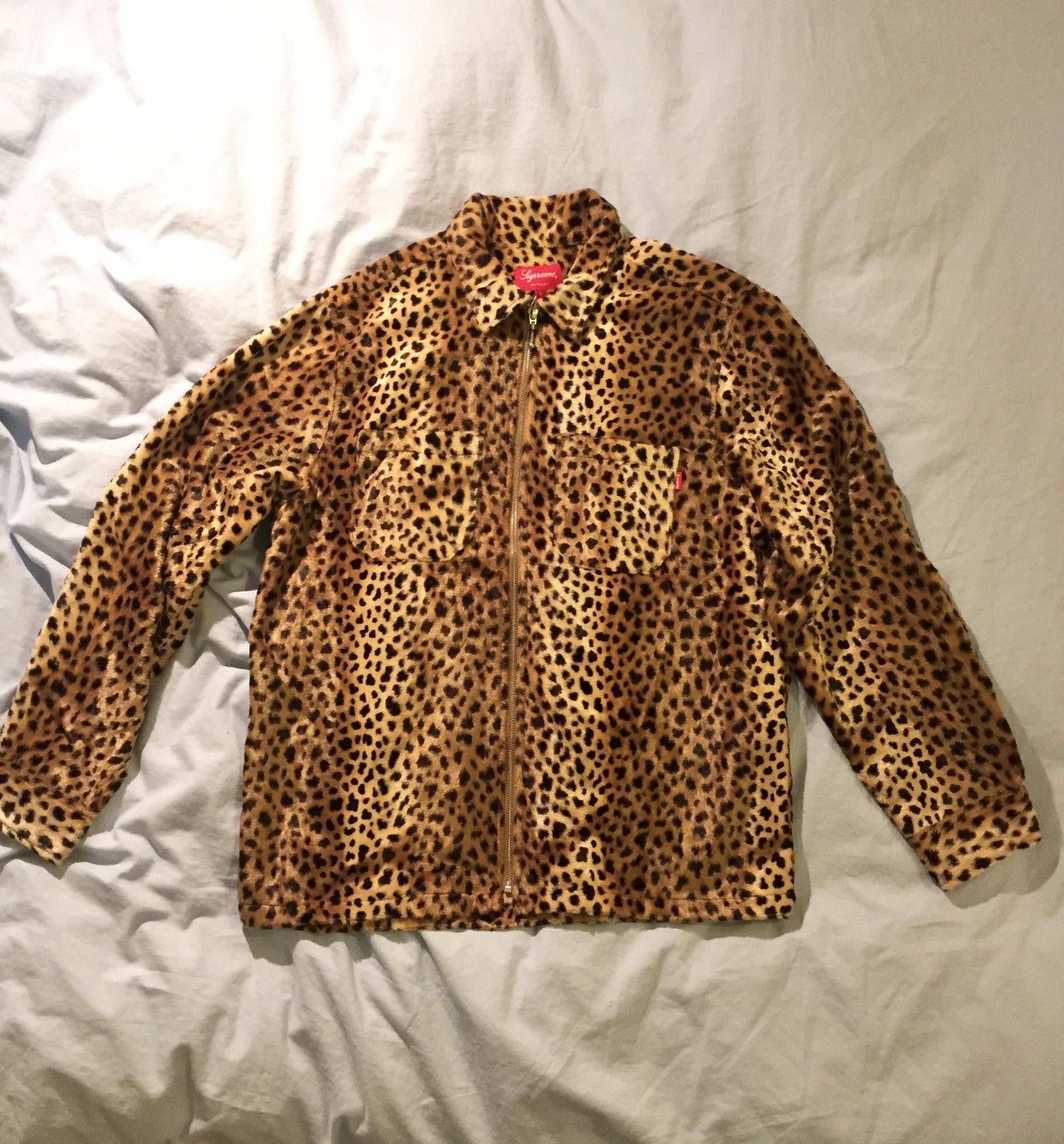 Supreme Cheetah Pile Zip Up Shirt Fw17 Black Leopard | Grailed