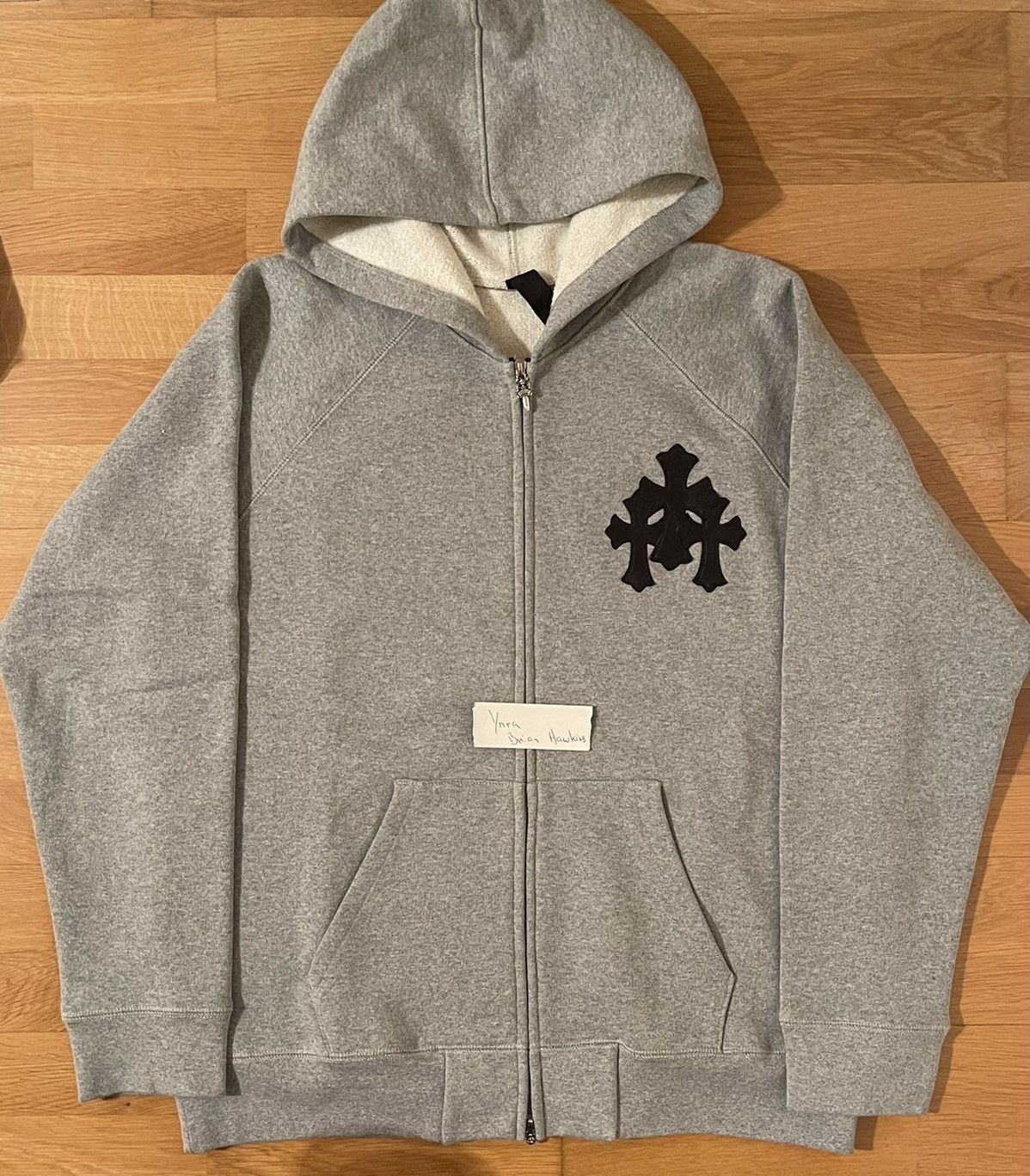 Chrome Hearts Paper Jam Cross Hoodie Heather Grey