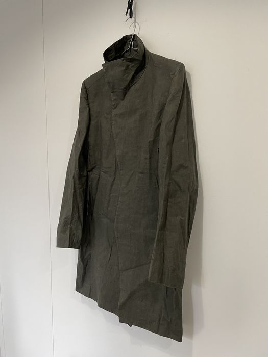 Deepti WAXED COTTON LINEN CRASH FRONT LONG COAT CO-39 SUX | Grailed