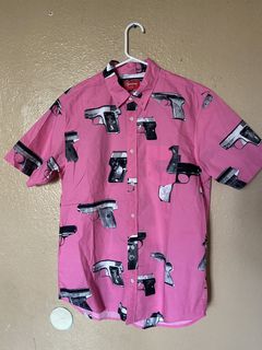 Supreme Guns Button Up Shirt SS 2013 Pink Small 
