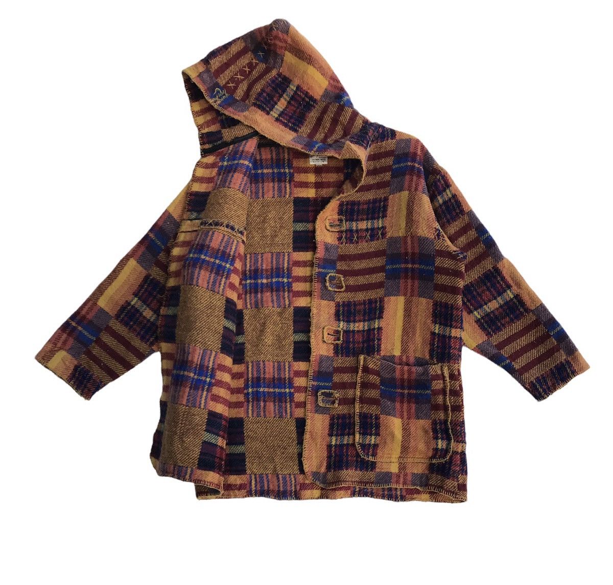 Japanese Brand Dog Fight reconstructed cross stitch trim wool coat jacket Size US L / EU 52-54 / 3 - 4 Thumbnail
