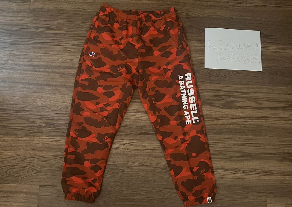 Bape Bape x Russell Color Camo Track Pants Red | Grailed