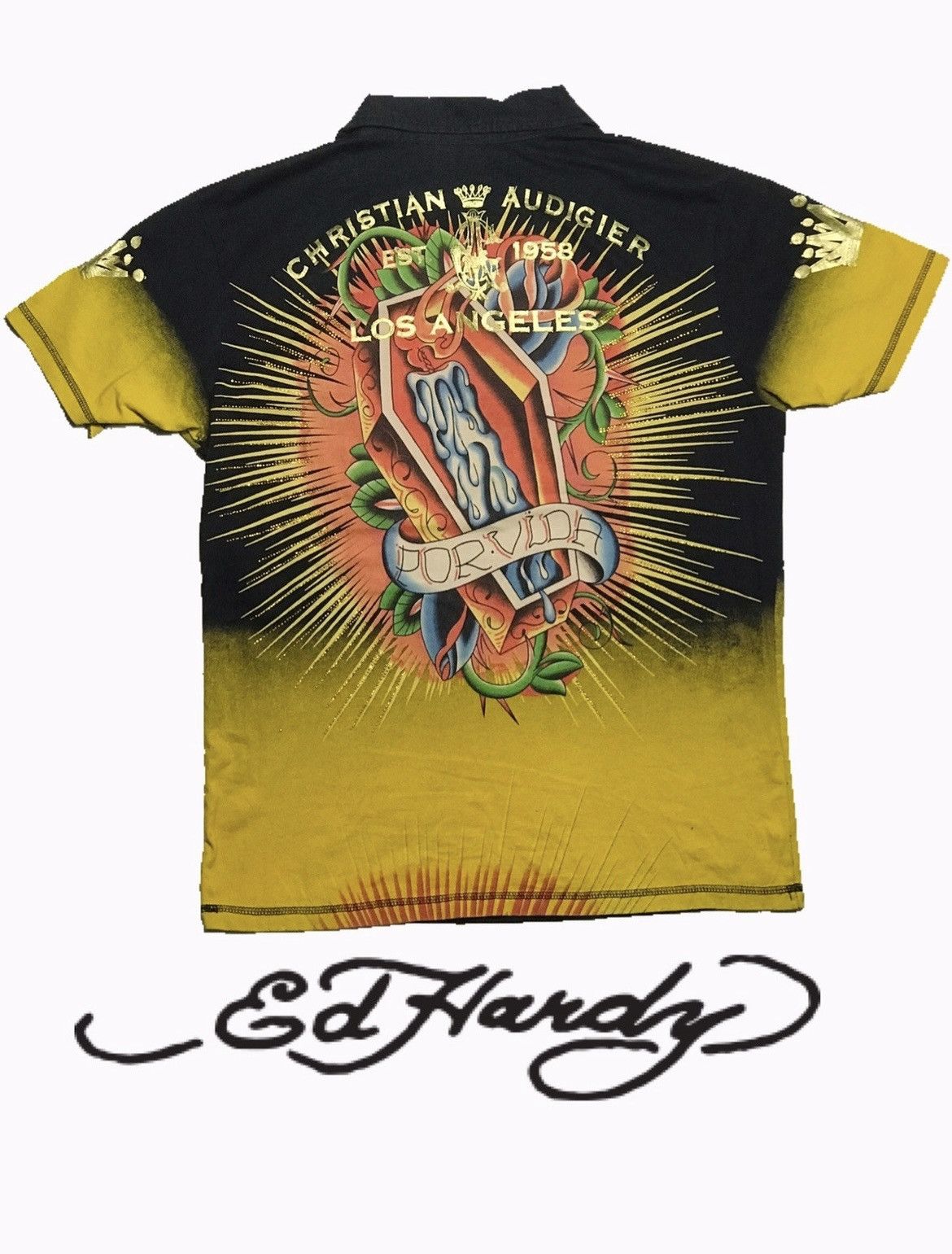 Ed Hardy Ed Hardy Christian Audigier Skull Tattoo rose heart Los Ang Size US XL / EU 56 / 4 - 3 Thumbnail