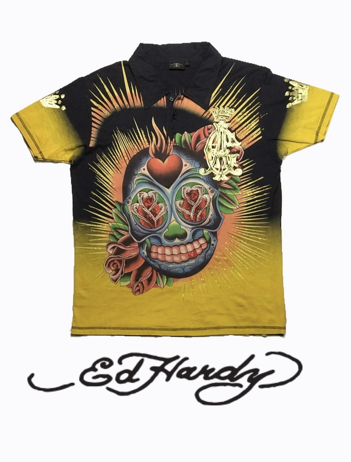 Ed Hardy Ed Hardy Christian Audigier Skull Tattoo rose heart Los Ang Size US XL / EU 56 / 4 - 2 Thumbnail