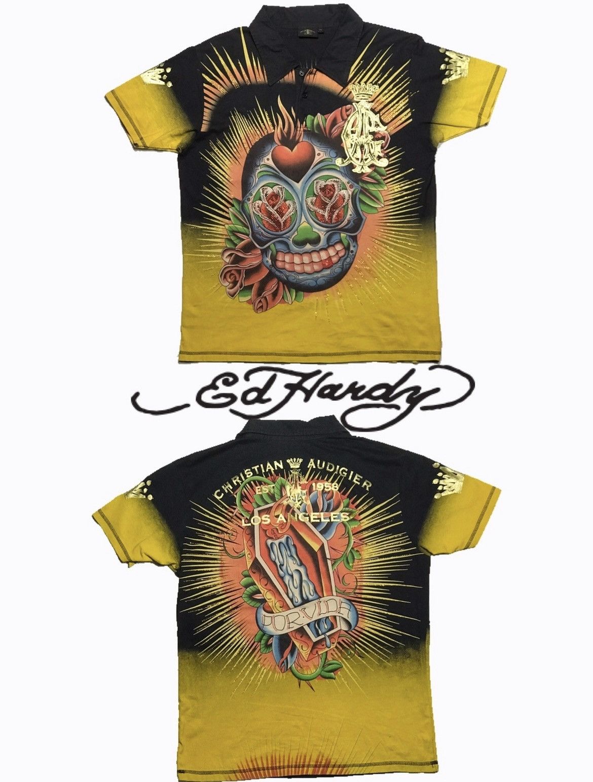 Ed Hardy Ed Hardy Christian Audigier Skull Tattoo rose heart Los Ang Size US XL / EU 56 / 4 - 1 Thumbnail