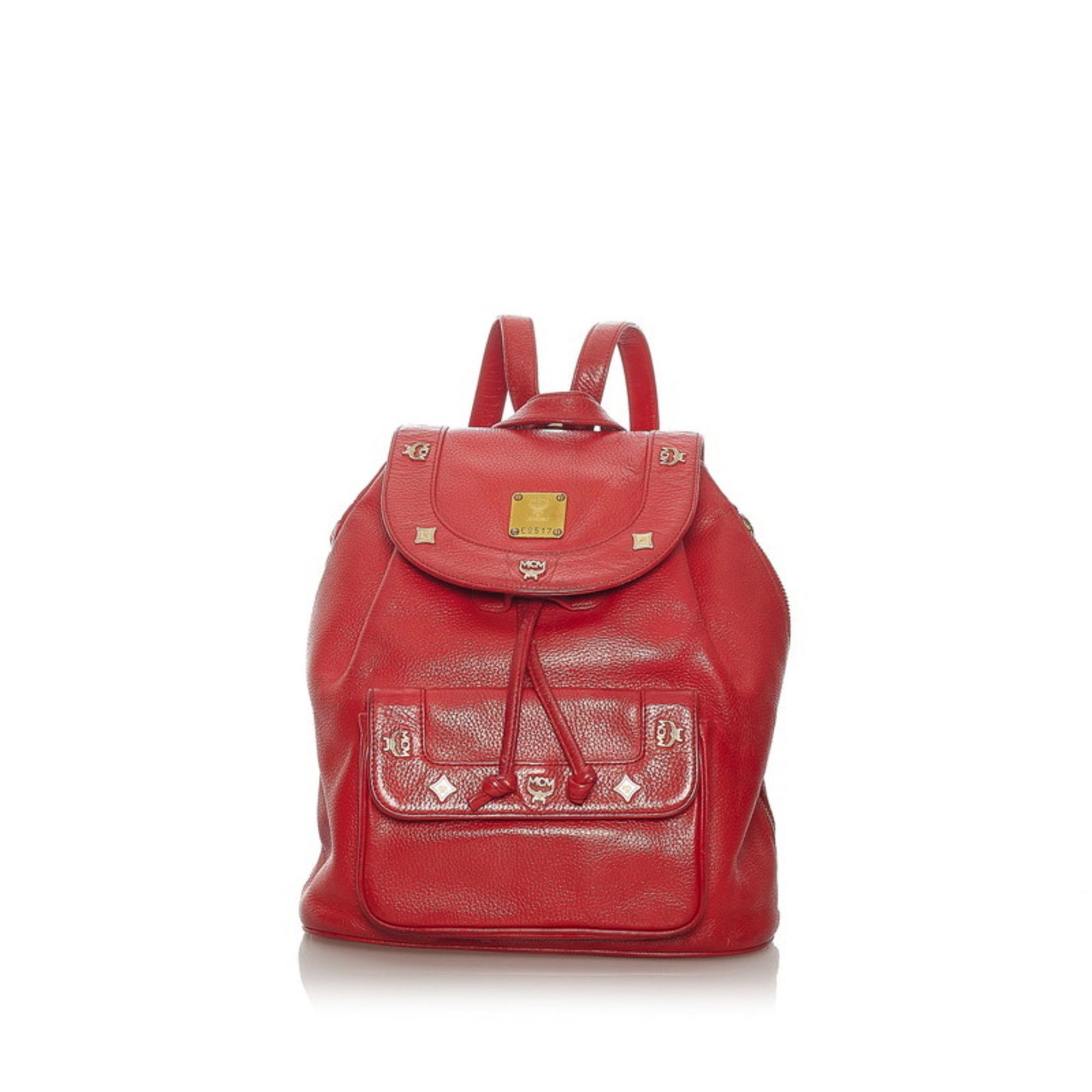 MCM MCM Rucksack Backpack Red Leather Ladies | Grailed
