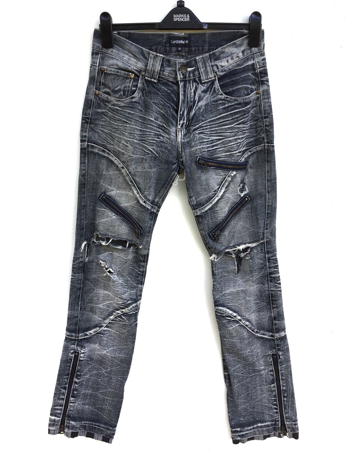 Japanese Brand Japanese Brand Lowbox Distressed Jeans Number Nine Style Size US 29 - 1 Thumbnail