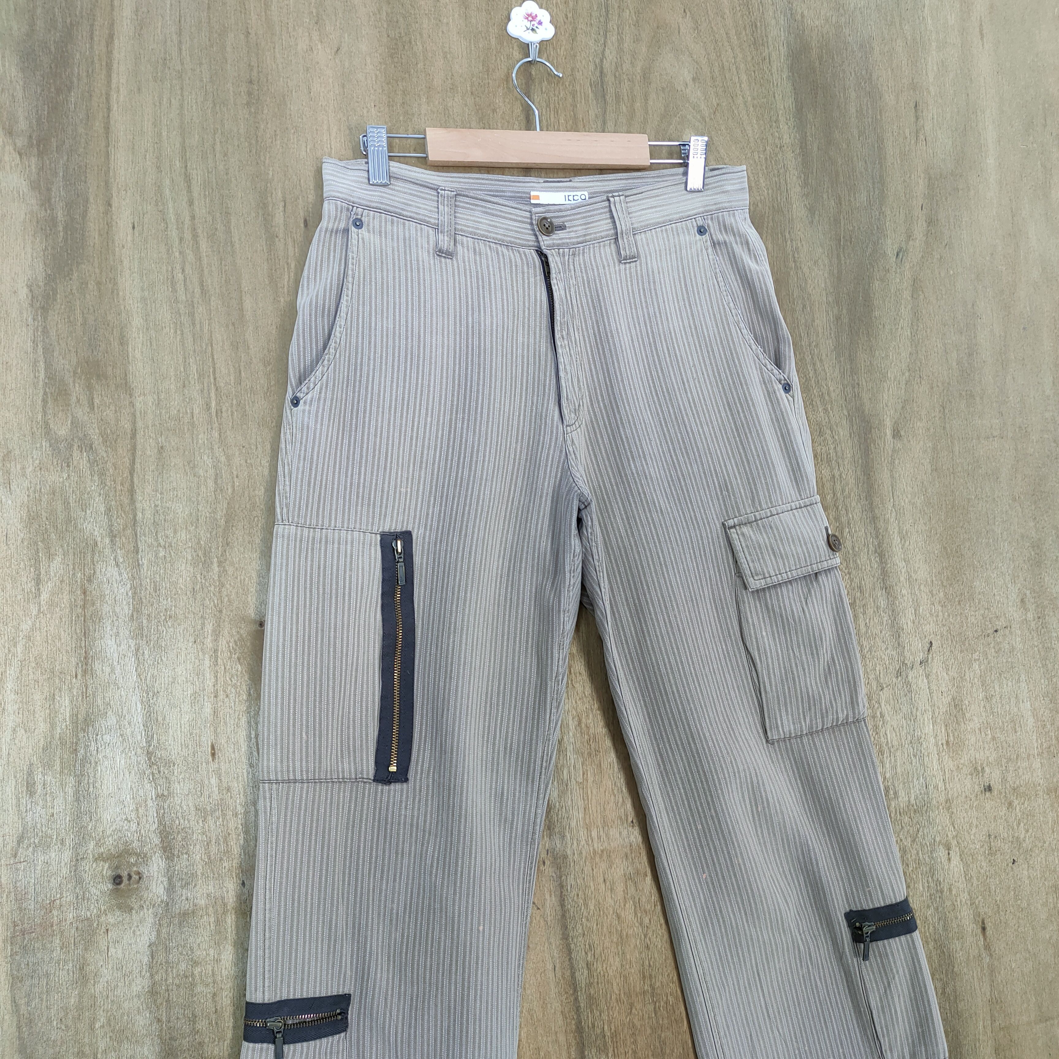 Japanese Brand IKKA MULTIPOCKET POCKET STRIPE CARGO PANTS Size US 30 / EU 46 - 6 Thumbnail