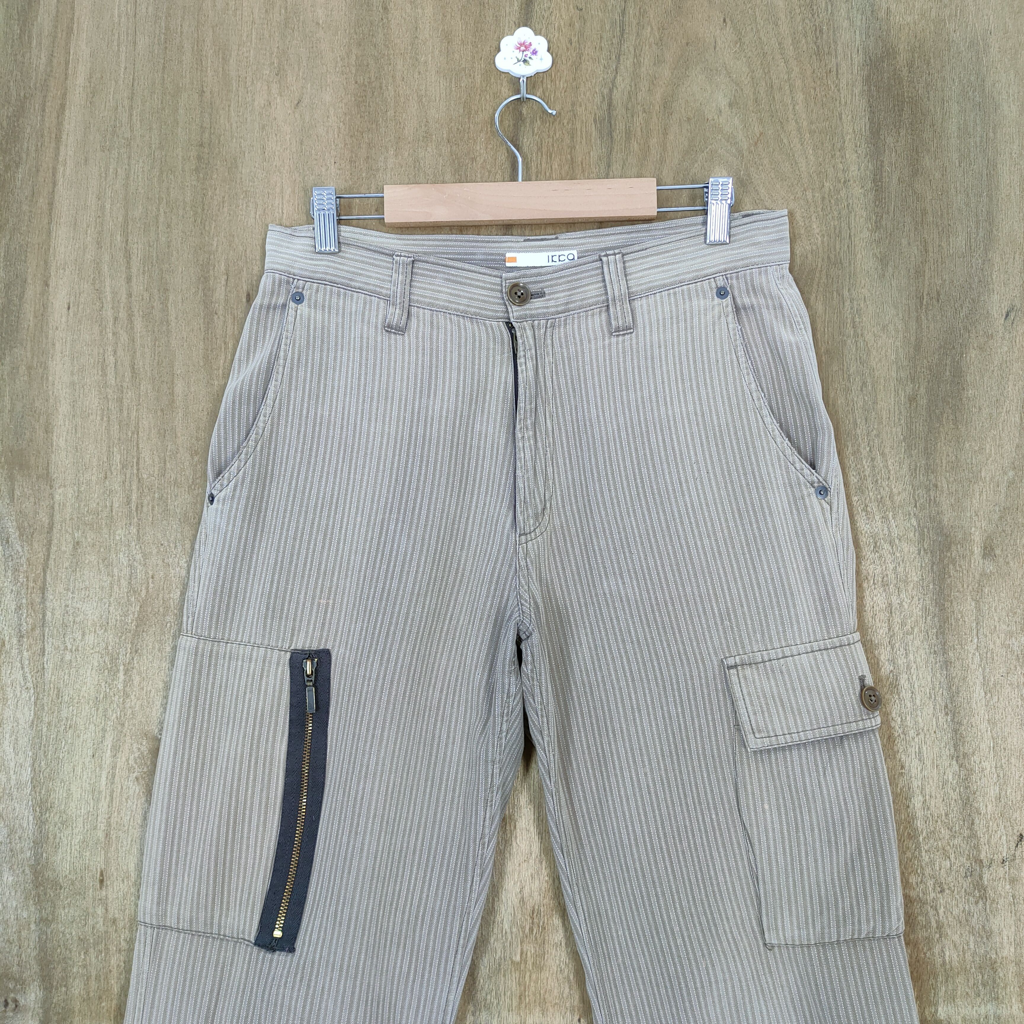 Japanese Brand IKKA MULTIPOCKET POCKET STRIPE CARGO PANTS Size US 30 / EU 46 - 2 Thumbnail