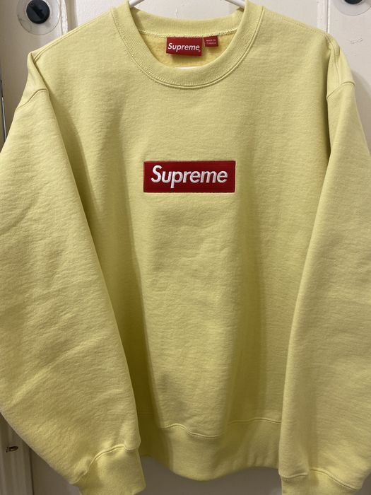 Supreme Supreme box logo crewneck pale yellow | Grailed