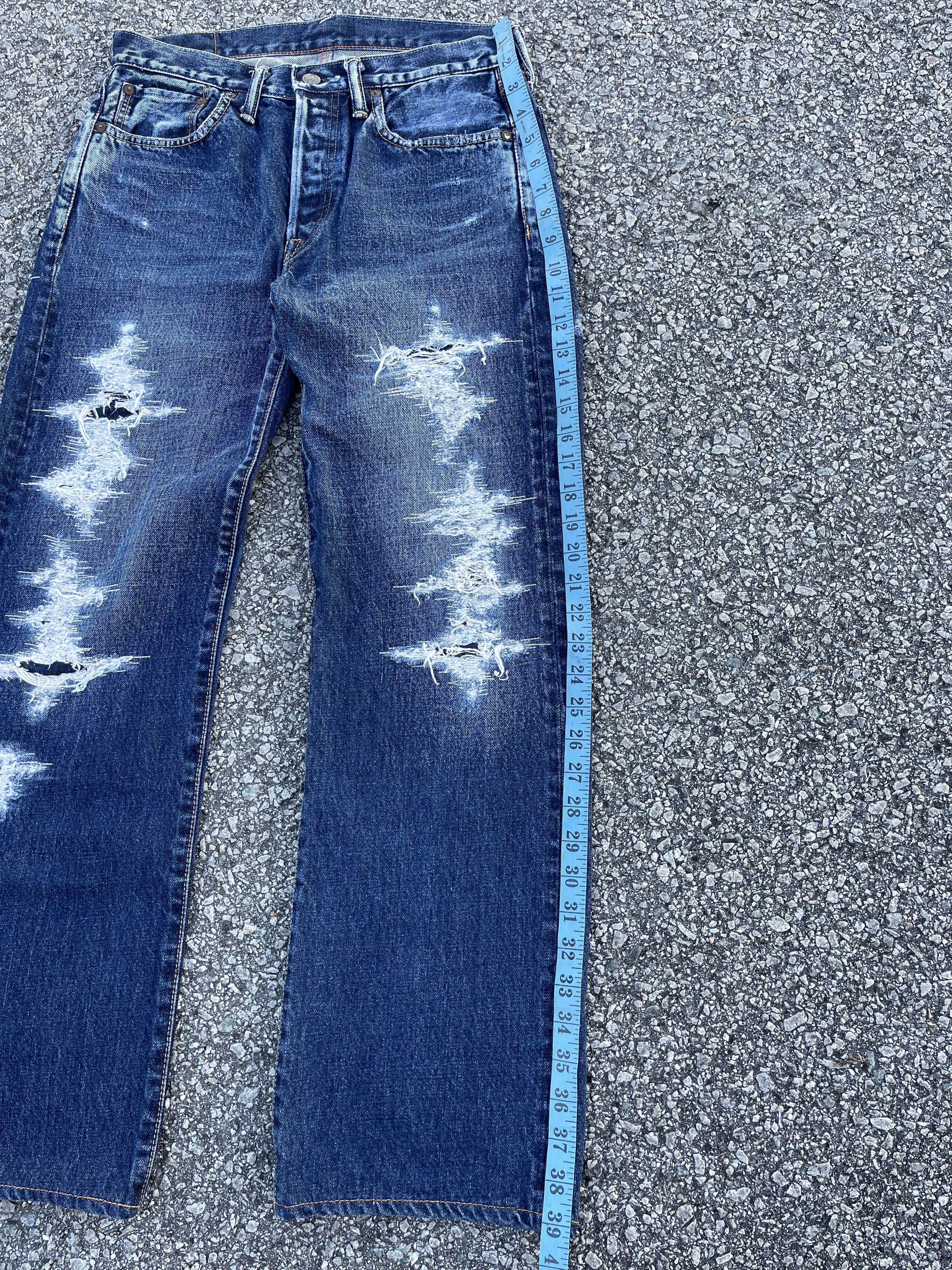 45rpm × Hysteric Glamour × Japanese Brand 45rpm Repairing Distressed Denim Travis Scott Style Size US 30 / EU 46 - 10 Thumbnail
