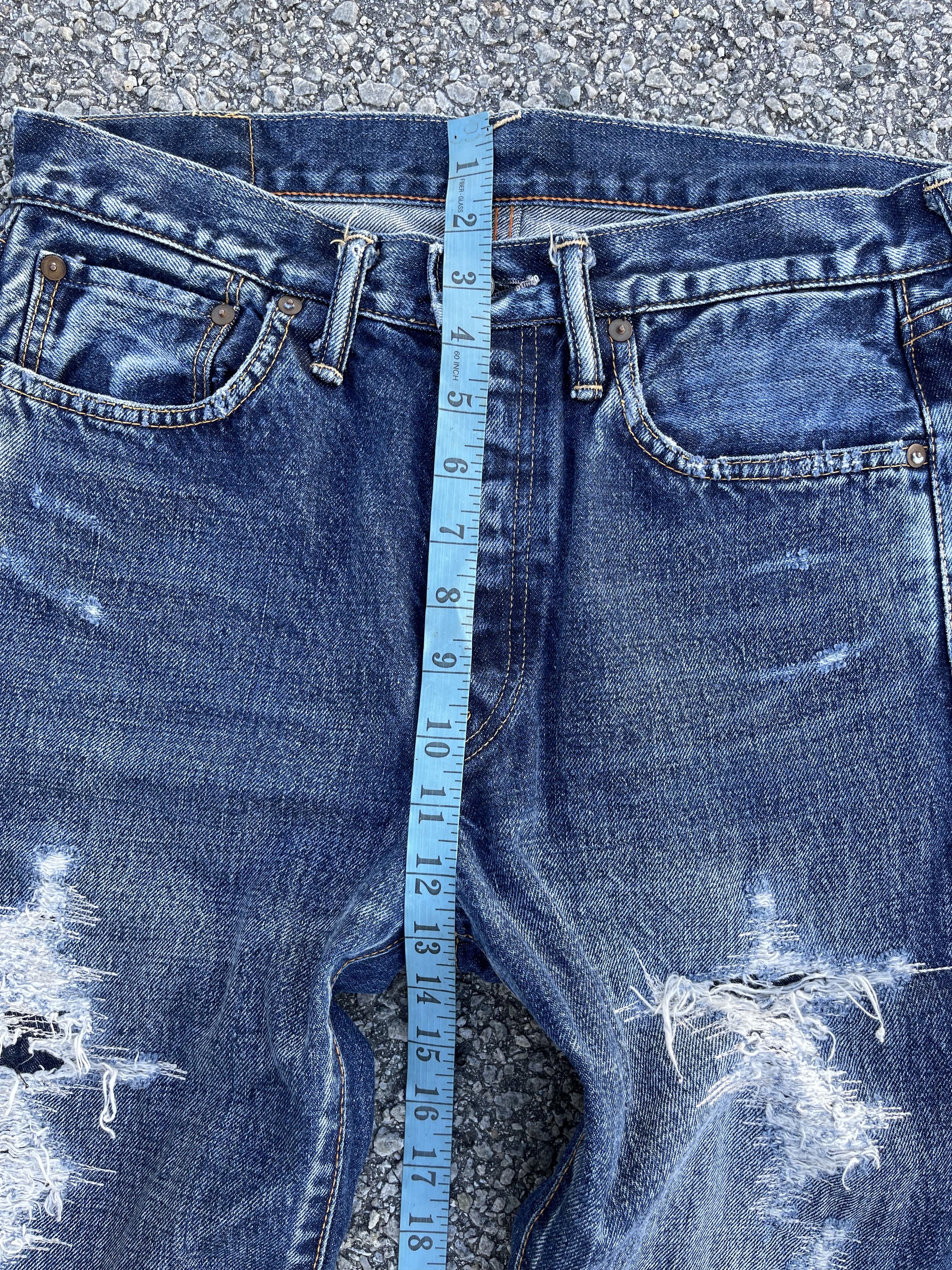 45rpm × Hysteric Glamour × Japanese Brand 45rpm Repairing Distressed Denim Travis Scott Style Size US 30 / EU 46 - 9 Thumbnail