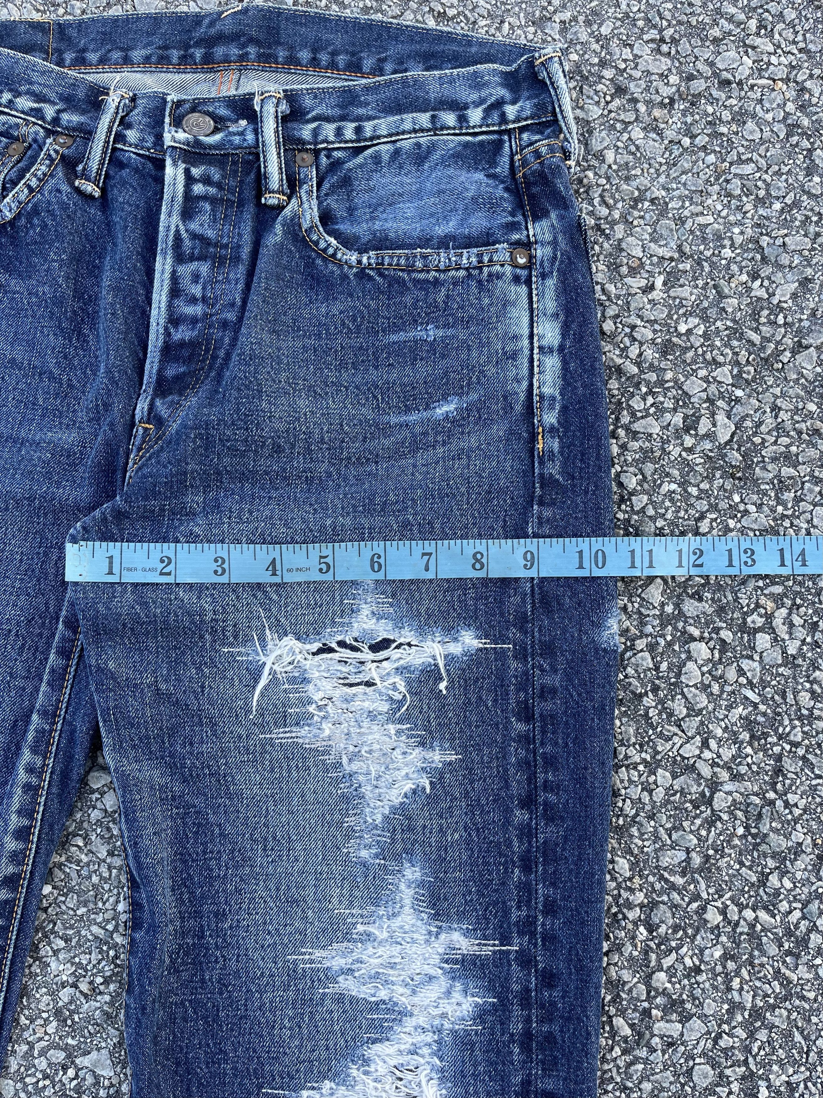 45rpm × Hysteric Glamour × Japanese Brand 45rpm Repairing Distressed Denim Travis Scott Style Size US 30 / EU 46 - 12 Thumbnail