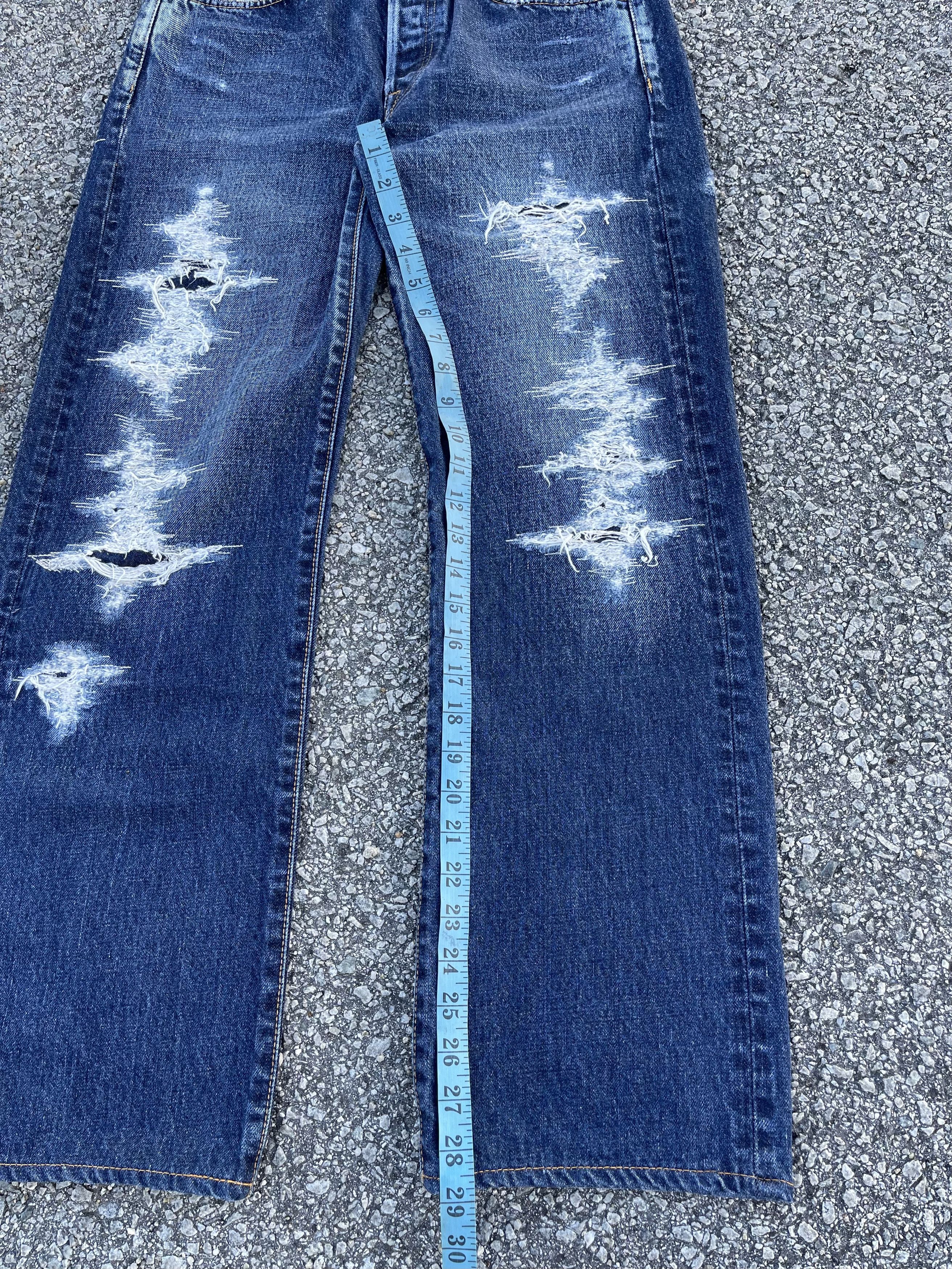 45rpm × Hysteric Glamour × Japanese Brand 45rpm Repairing Distressed Denim Travis Scott Style Size US 30 / EU 46 - 11 Thumbnail