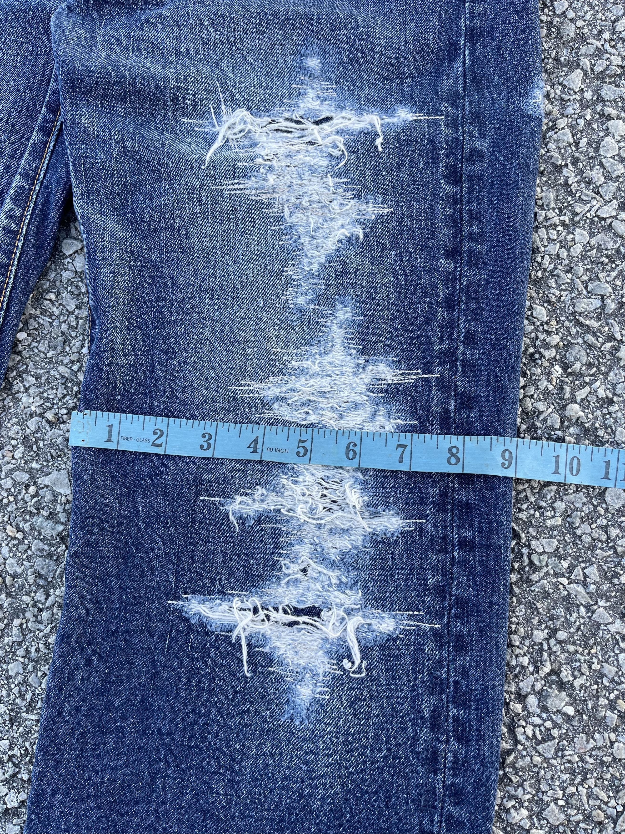 45rpm × Hysteric Glamour × Japanese Brand 45rpm Repairing Distressed Denim Travis Scott Style Size US 30 / EU 46 - 13 Thumbnail