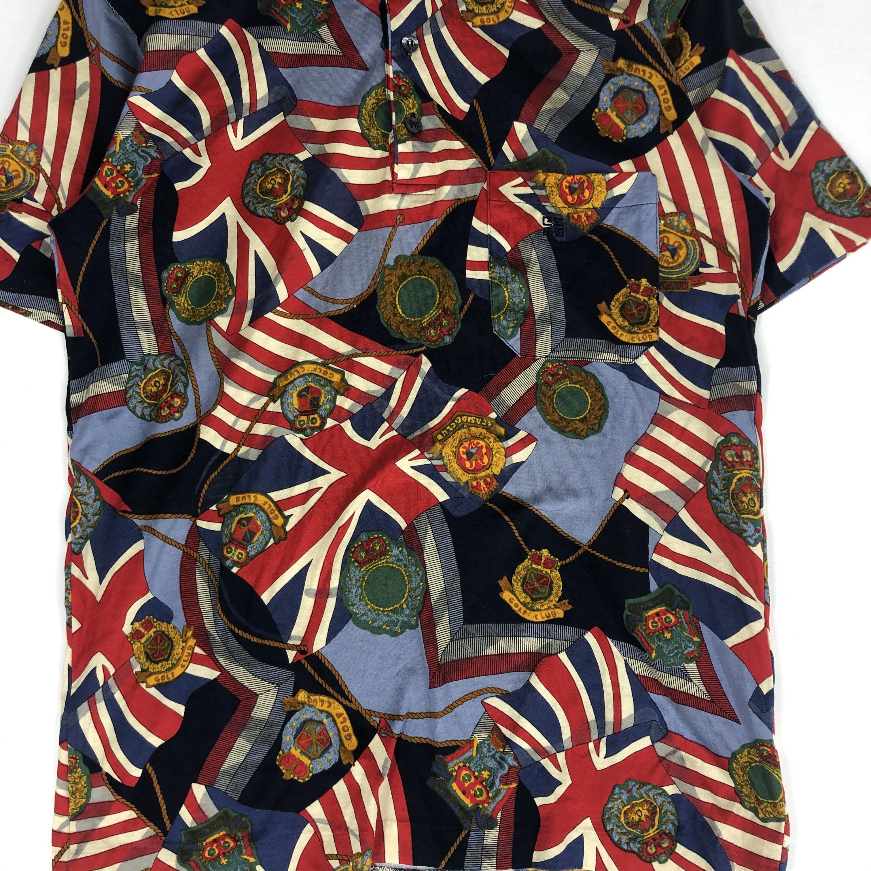 Givenchy Vintage Givenchy All Over Print UK & USA Flag Polo Tee Size US M / EU 48-50 / 2 - 3 Thumbnail