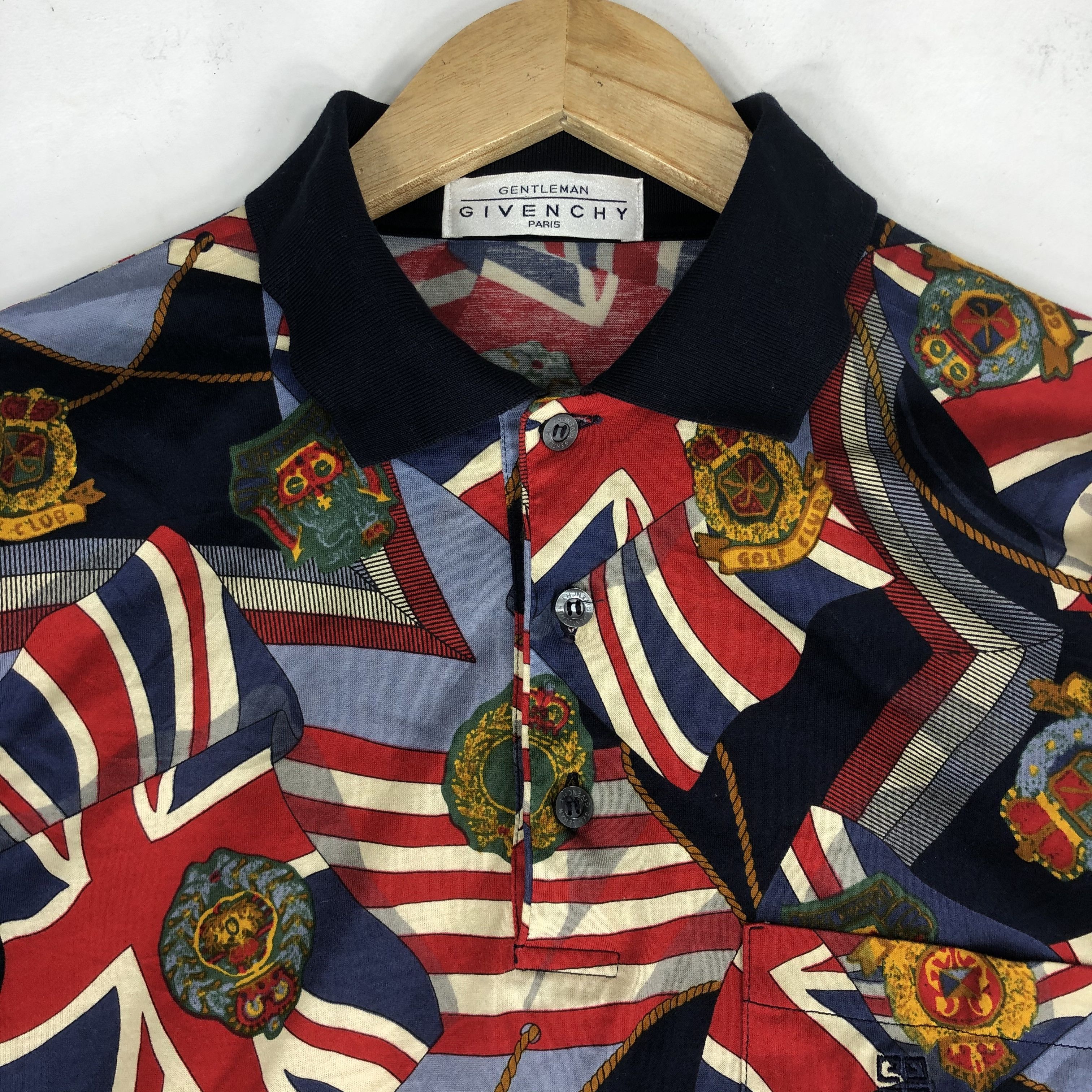 Givenchy Vintage Givenchy All Over Print UK & USA Flag Polo Tee Size US M / EU 48-50 / 2 - 4 Thumbnail