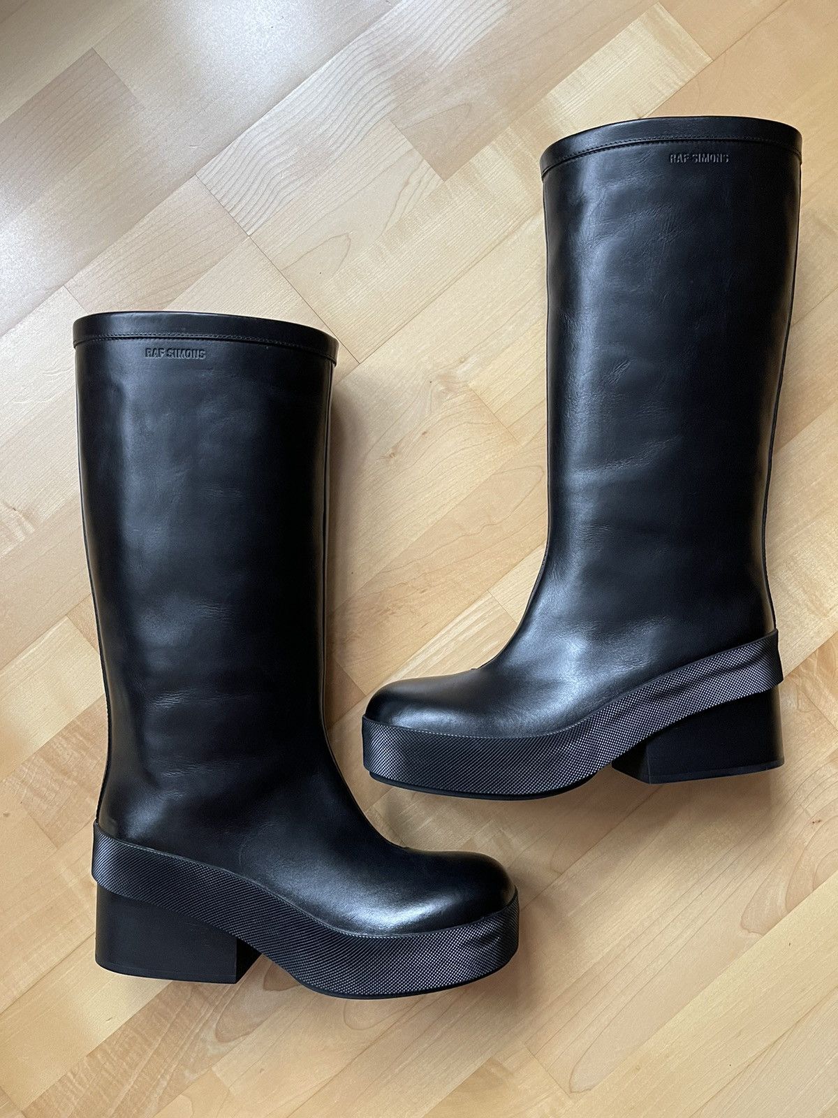 Raf Simons Black Leather Heel Boots Size US 8 / EU 41 - 1 Thumbnail