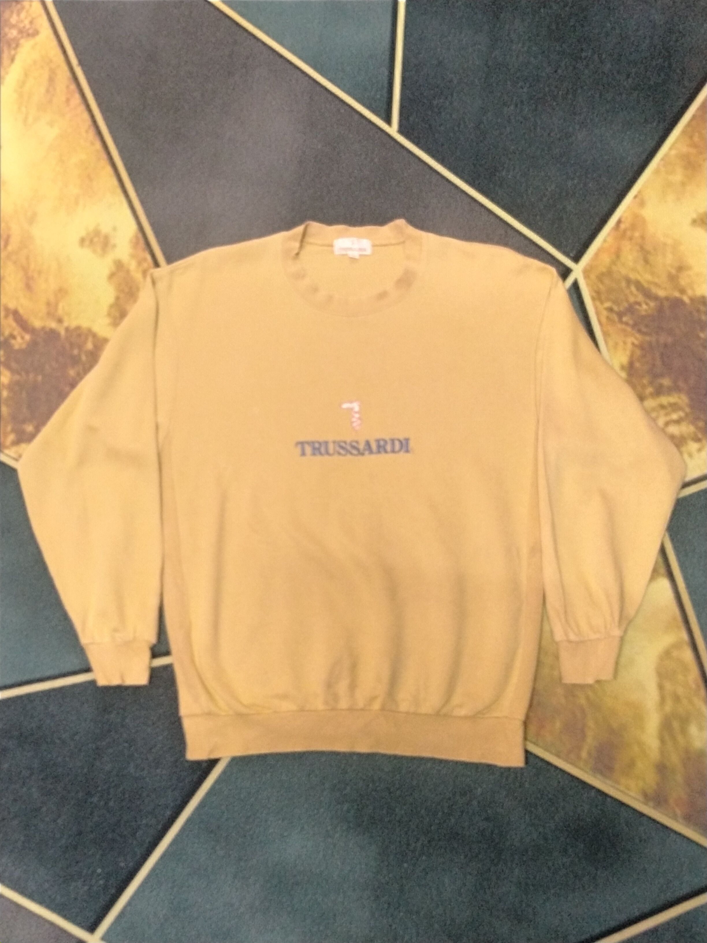 image of Trussardi Big Logo Sweatshirt in Faded Yellow, Men's (Size Medium)