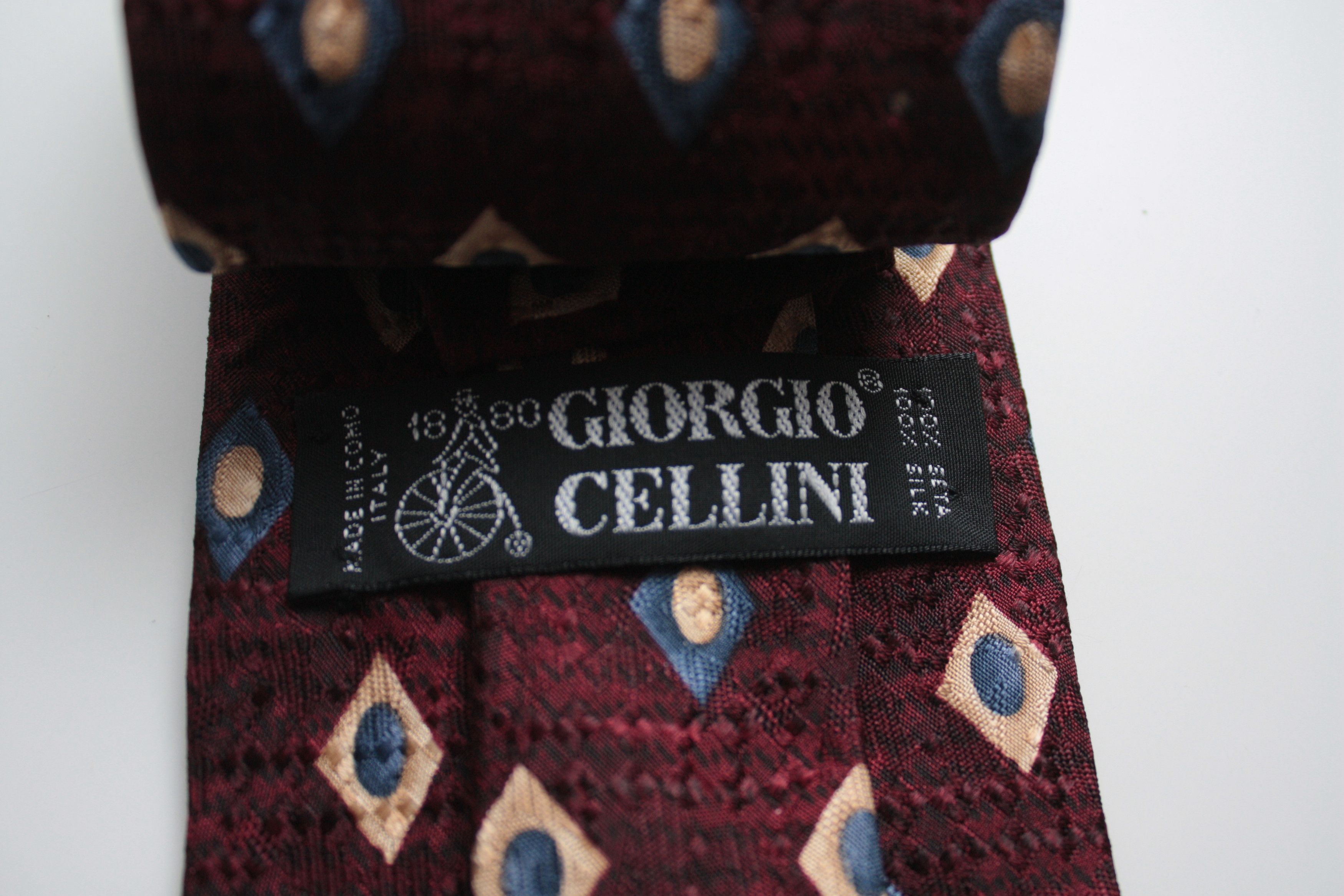 Vintage Giorgio Cellini Made In Italy Burgundy Silk Tie Size ONE SIZE - 2 Thumbnail