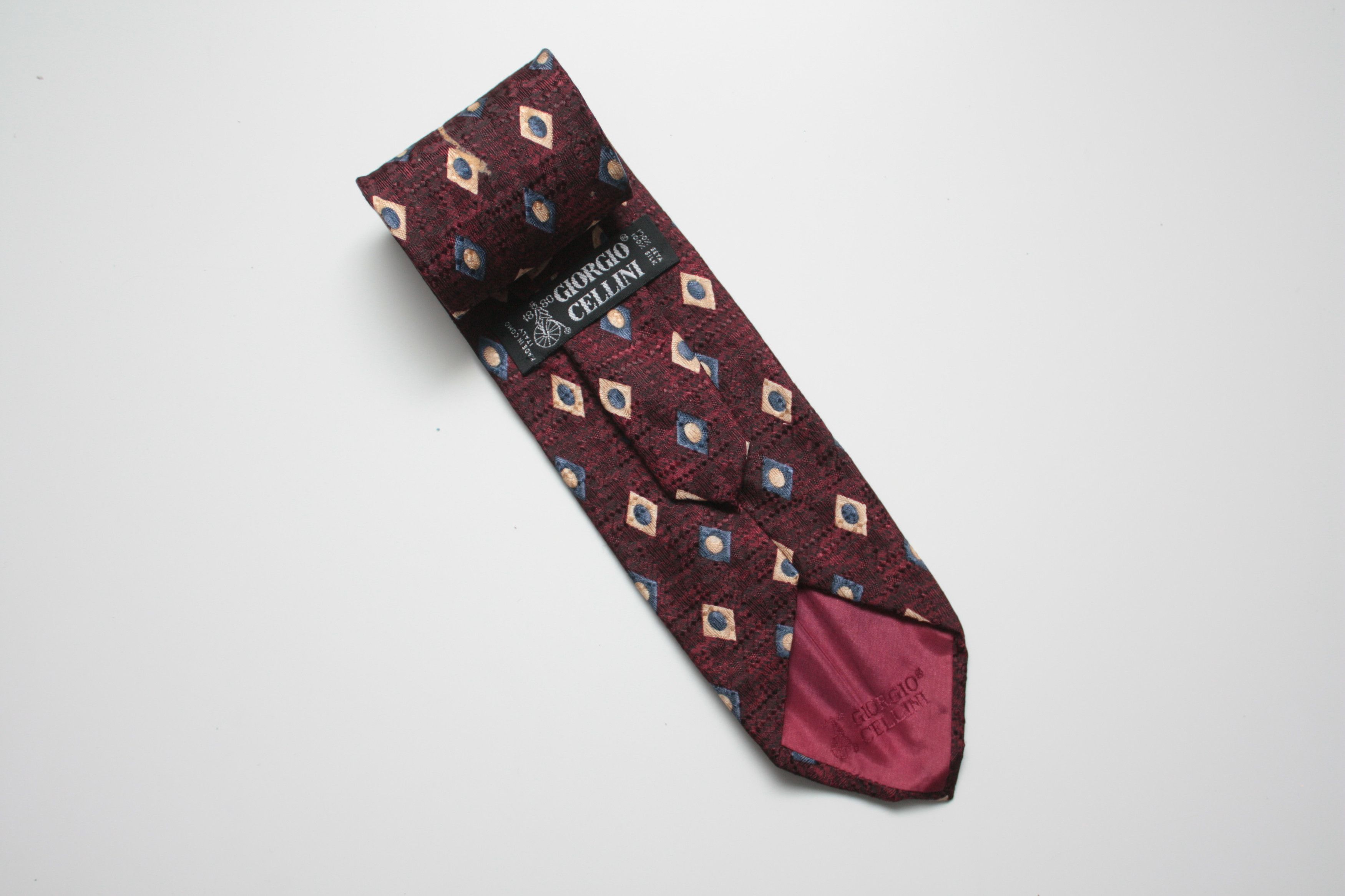 Vintage Giorgio Cellini Made In Italy Burgundy Silk Tie Size ONE SIZE - 1 Thumbnail