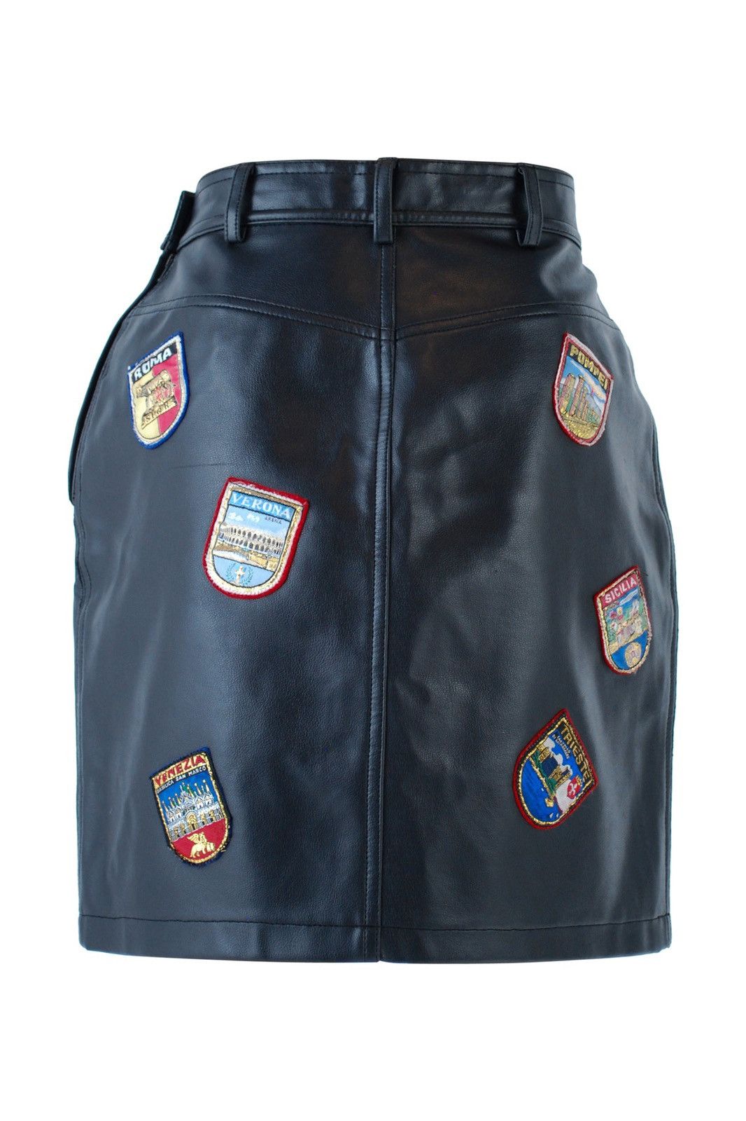 Moschino Moschino Jeans Italia Leather Mini Skirt Patches Size 27" / US 4 / IT 40 - 3 Thumbnail