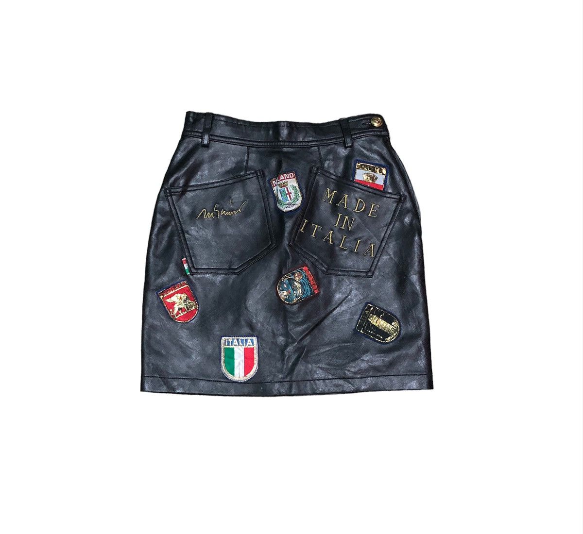 Moschino Moschino Jeans Italia Leather Mini Skirt Patches Size 27" / US 4 / IT 40 - 5 Thumbnail