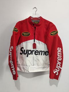 Motorcycle Jackets White Red Supreme Vanson Leather Jacket