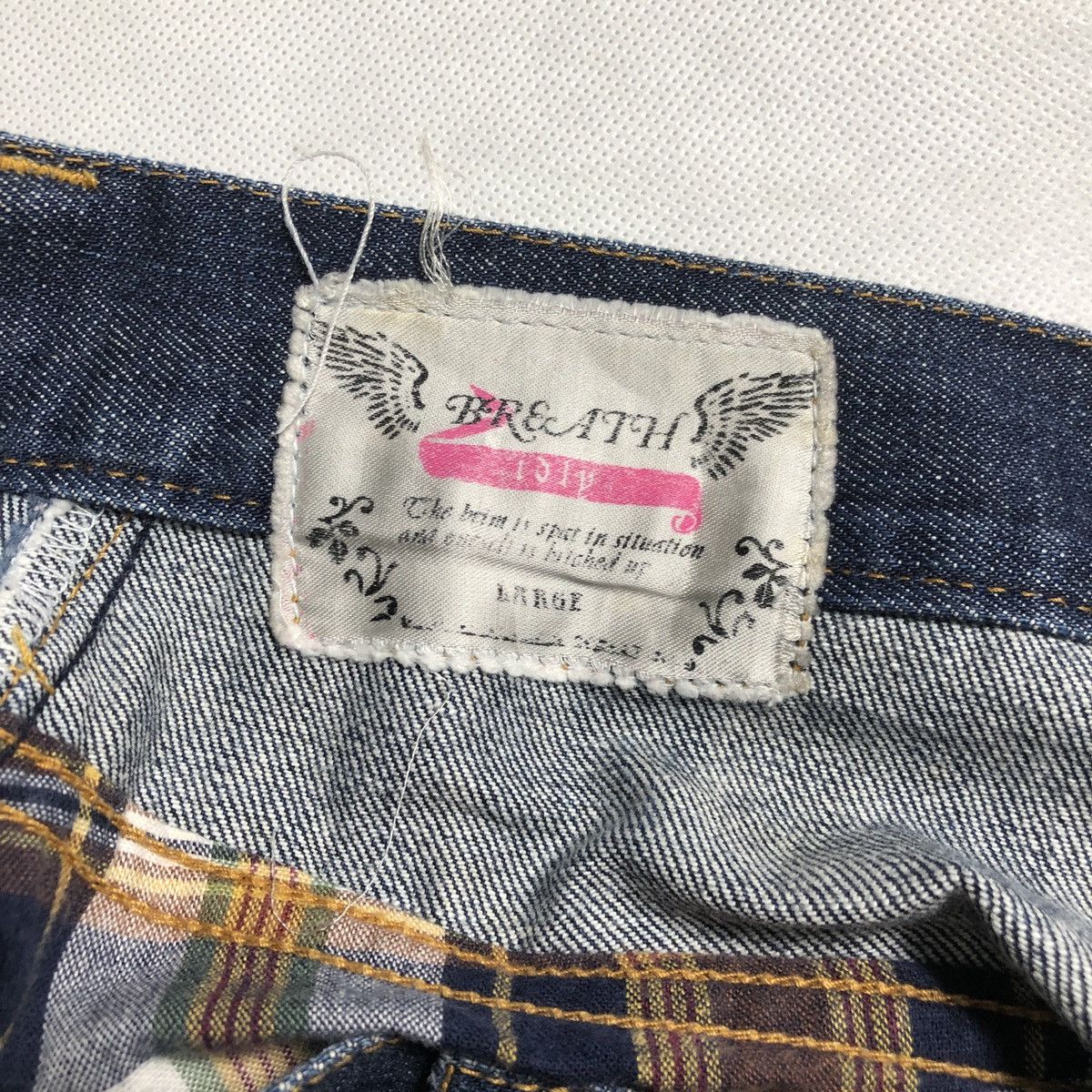 Japanese Brand Rare! Breath 🇯🇵 Cut & Sewn Bondage Rebuild Flannel Jeans Size US 32 / EU 48 - 15 Thumbnail