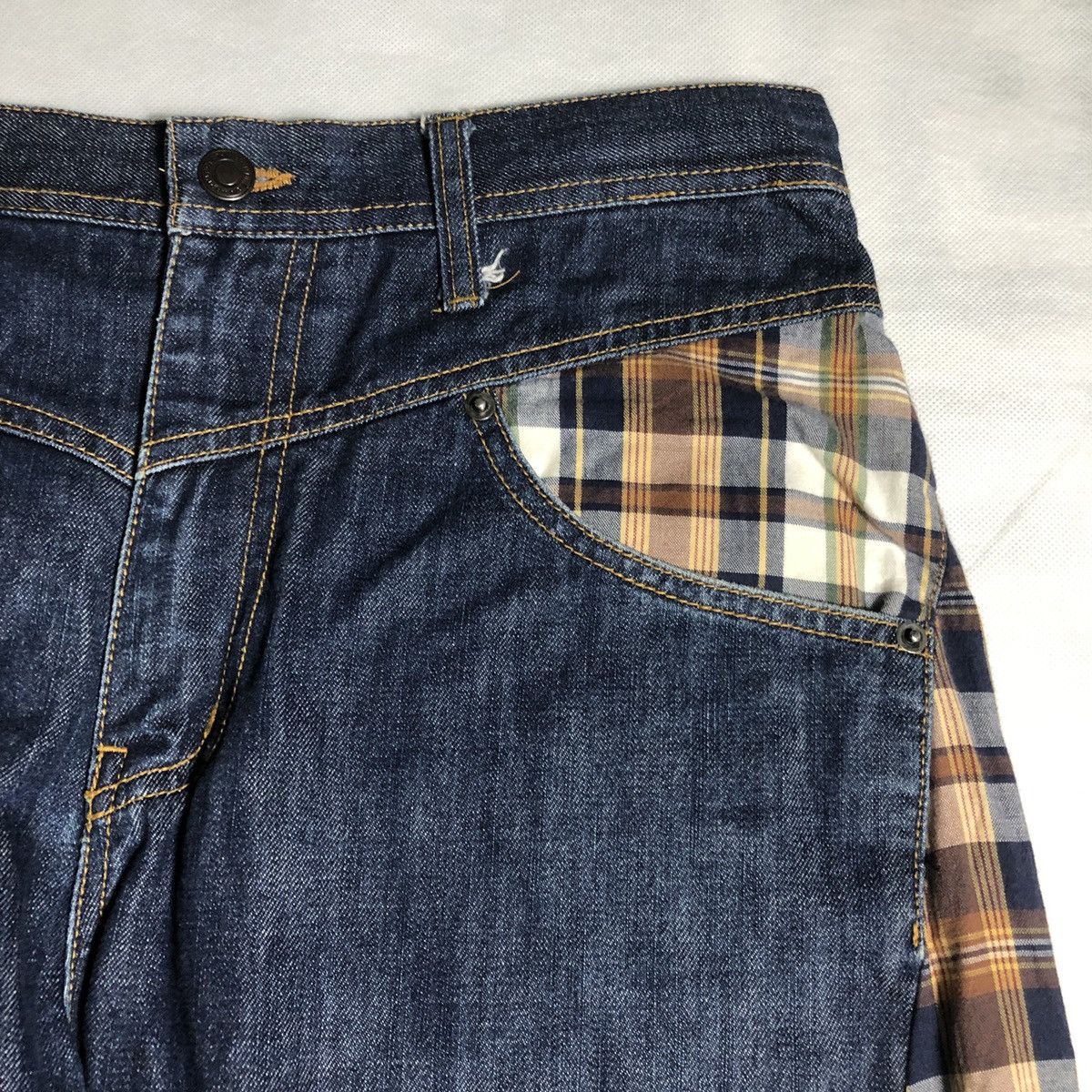 Japanese Brand Rare! Breath 🇯🇵 Cut & Sewn Bondage Rebuild Flannel Jeans Size US 32 / EU 48 - 6 Thumbnail