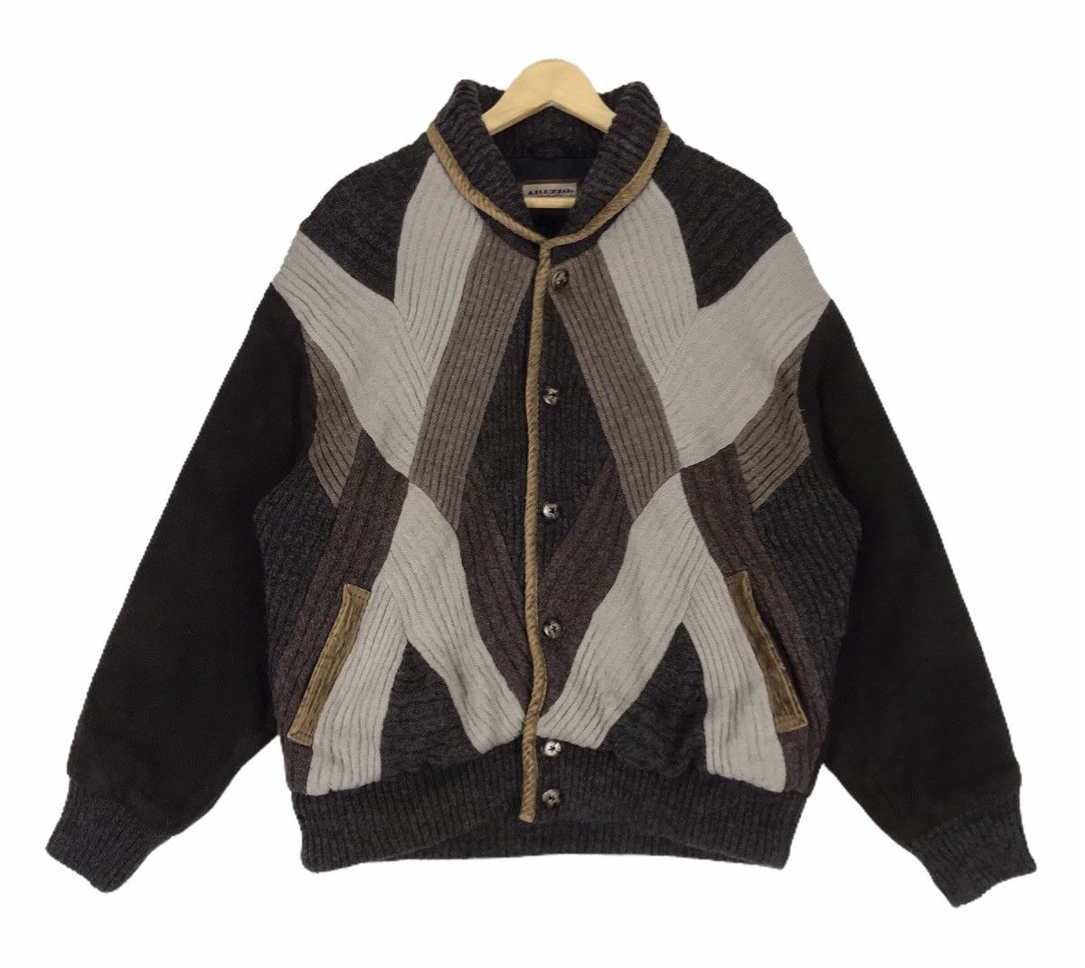 Japanese Brand Japanese Brand Arezzo Oversize Cable Knitwear Fleece Jacket Size US L / EU 52-54 / 3 - 1 Thumbnail