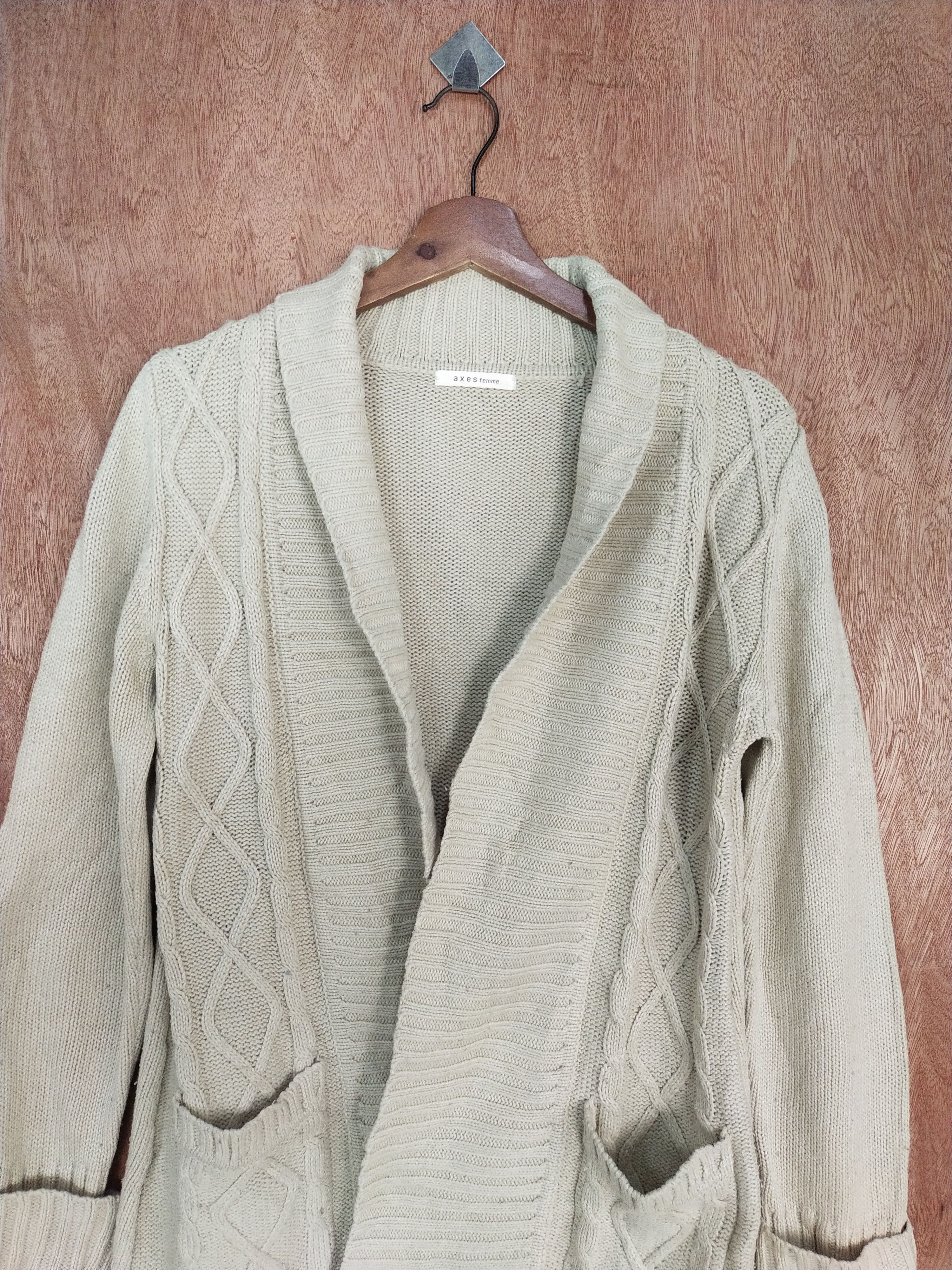 Japanese Brand Axes Femme cream aran isle knitwear cardigan #S155 Size US M / EU 48-50 / 2 - 2 Thumbnail