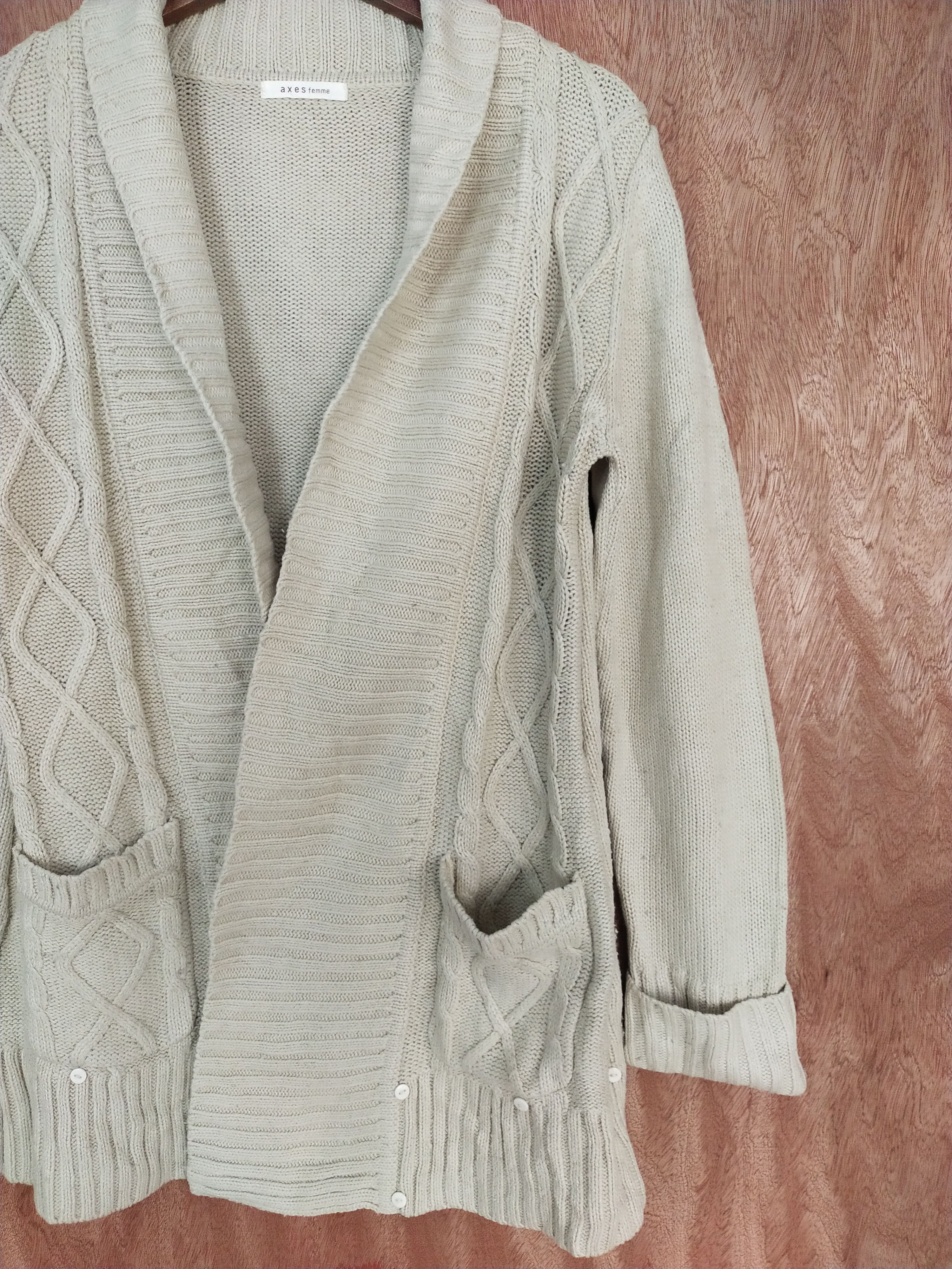 Japanese Brand Axes Femme cream aran isle knitwear cardigan #S155 Size US M / EU 48-50 / 2 - 3 Thumbnail