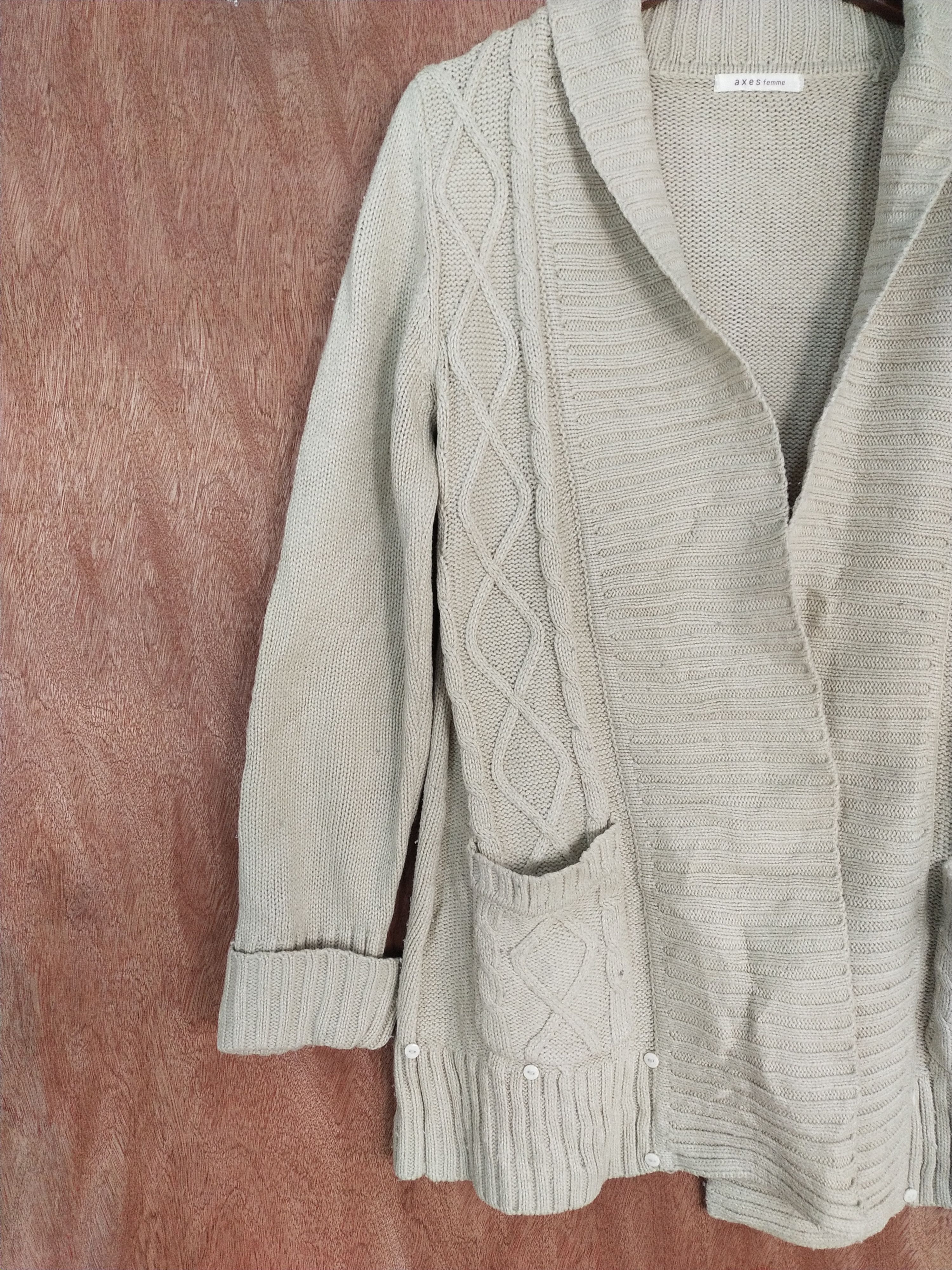 Japanese Brand Axes Femme cream aran isle knitwear cardigan #S155 Size US M / EU 48-50 / 2 - 5 Thumbnail
