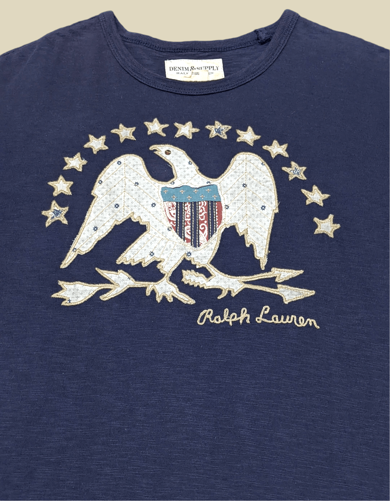 Denim & Supply Ralph Lauren × Polo Ralph Lauren × Vintage Vtg Denim Supply Ralph Lauren American Eagle Patched T shirt Size US M / EU 48-50 / 2 - 1 Thumbnail