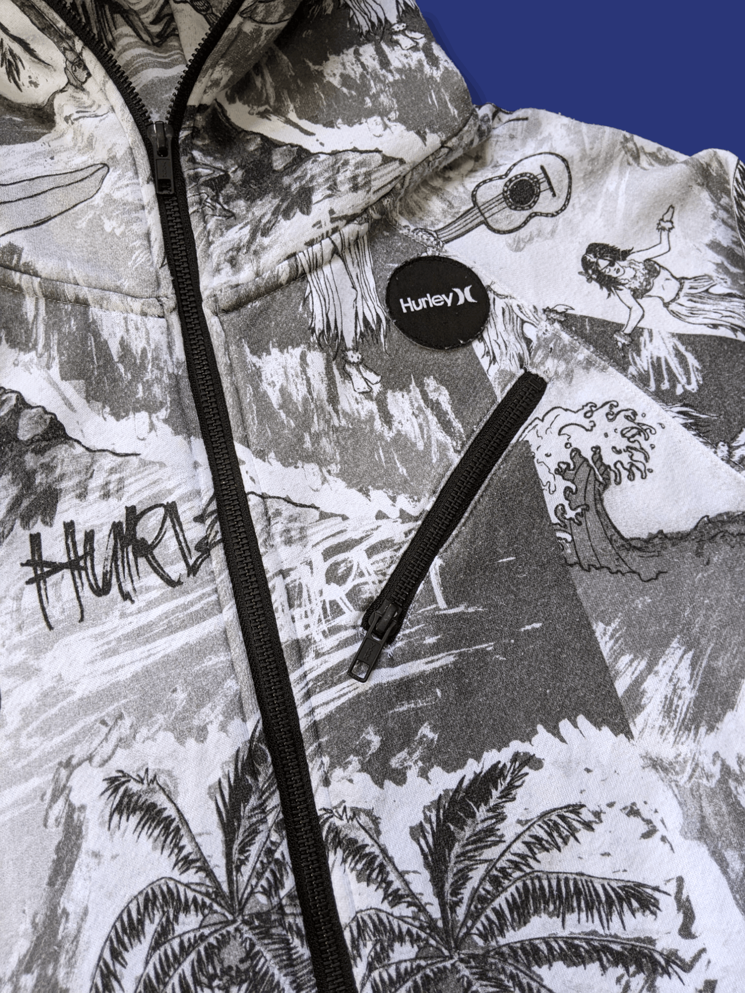 Hurley × Vintage Vintage Hurley Surfboard Hawaii Fullprint Hoodie Size US M / EU 48-50 / 2 - 6 Thumbnail